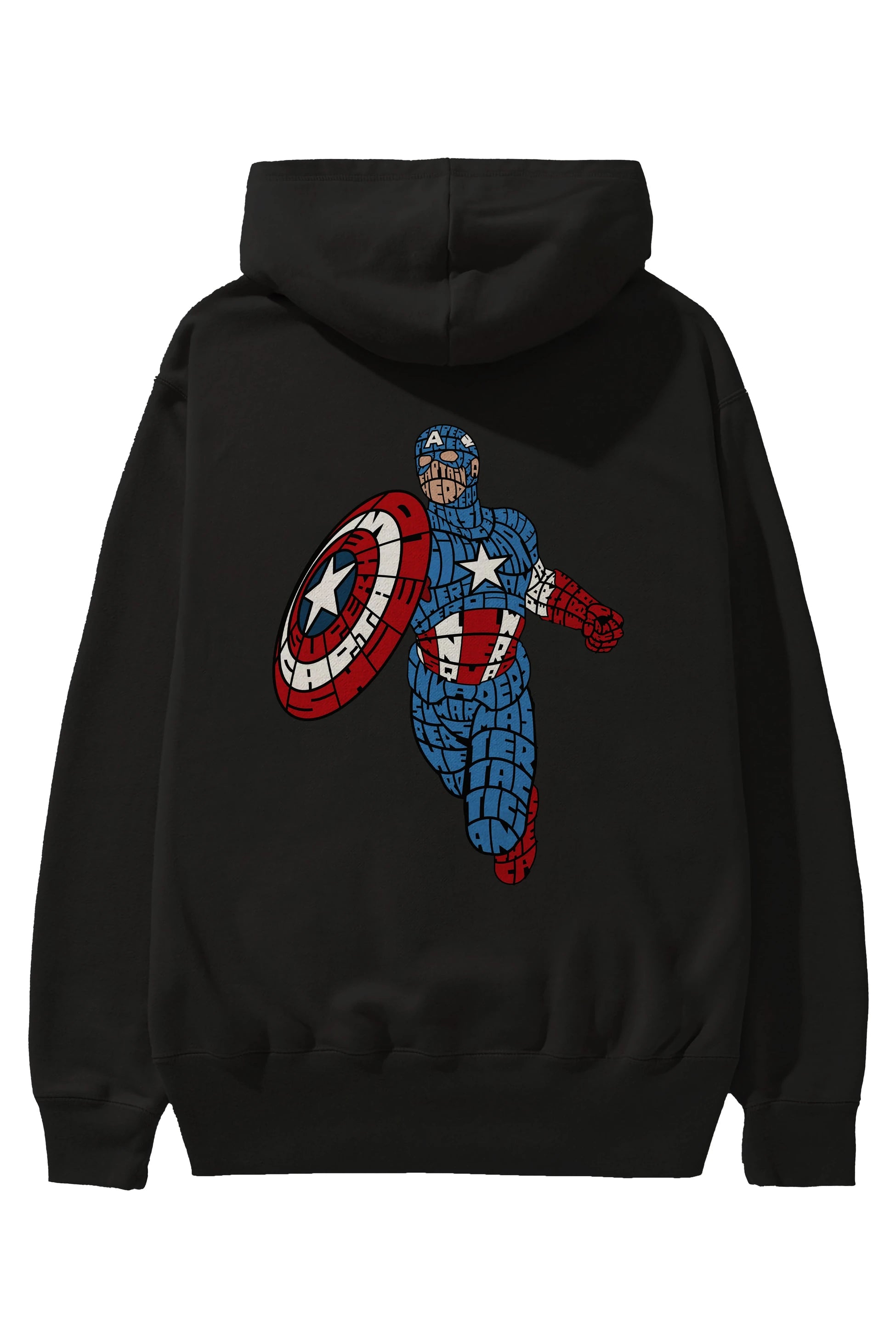 Star and Stripes Hero Arka Baskılı Hoodie Oversize Kapüşonlu Sweatshirt Erkek Kadın Unisex