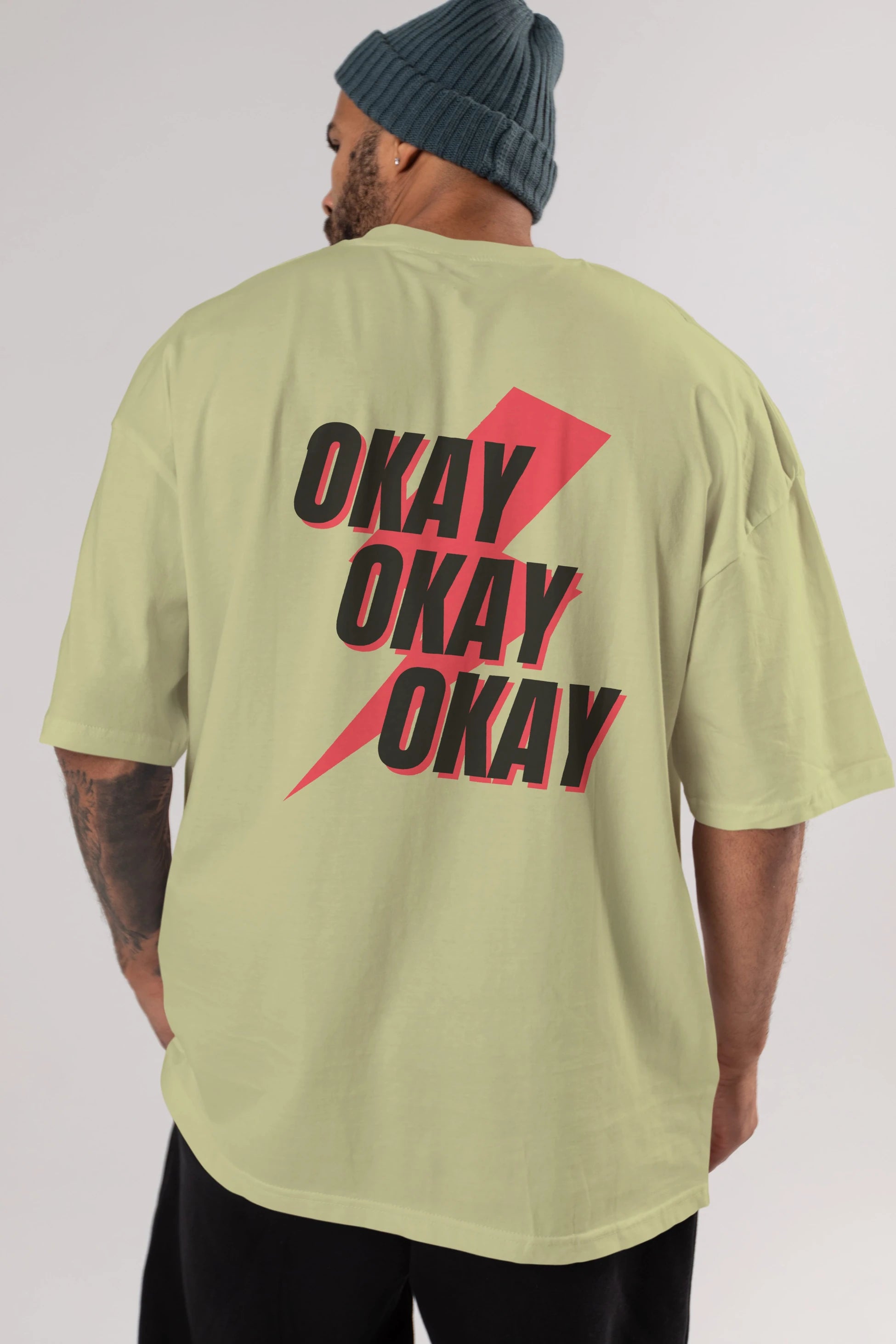 Okay Arka Baskılı Oversize t-shirt Erkek Kadın Unisex