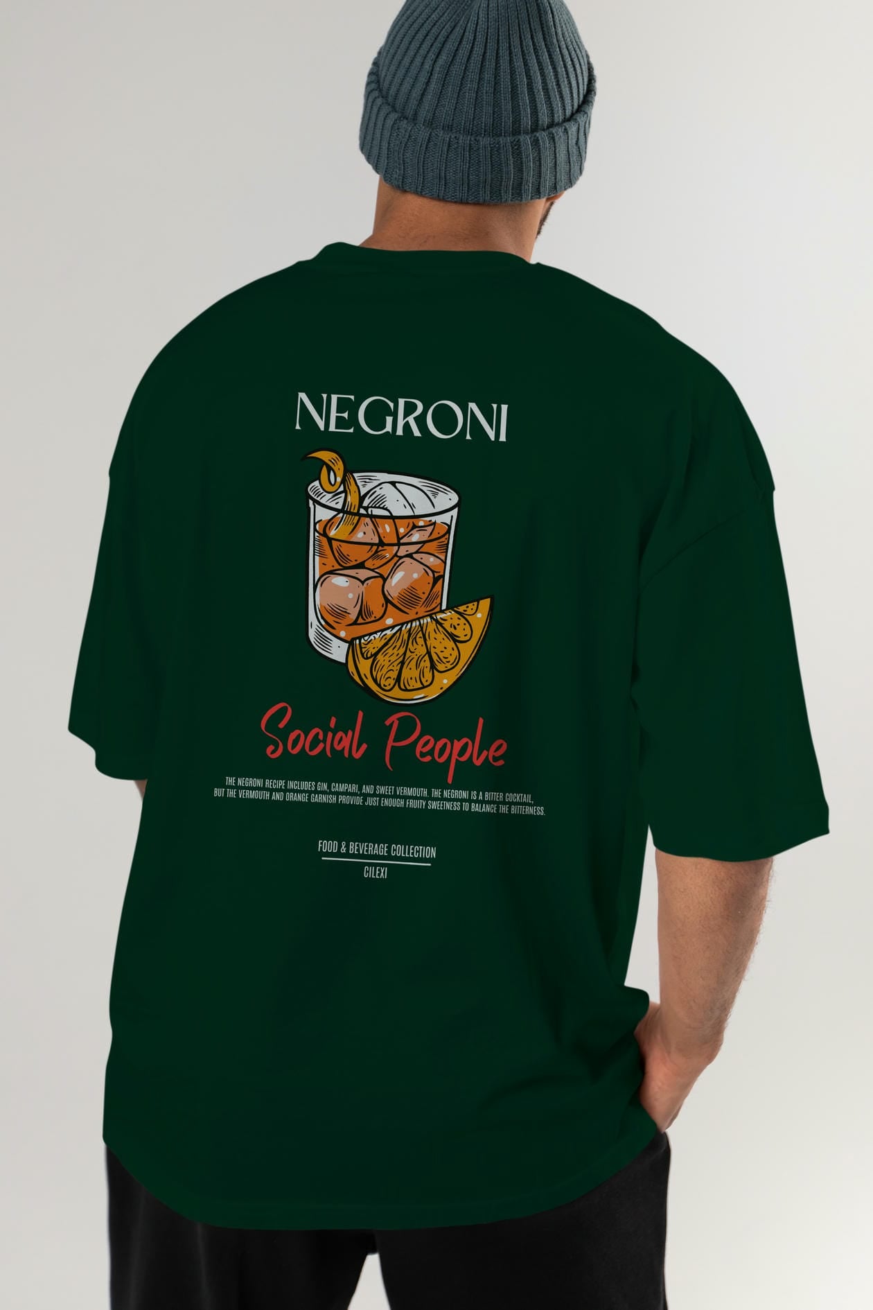 Negroni Kokteyl Serisi Baskılı Oversize t-shirt Erkek Kadın Unisex %100 Pamuk Bisiklet Yaka tişort