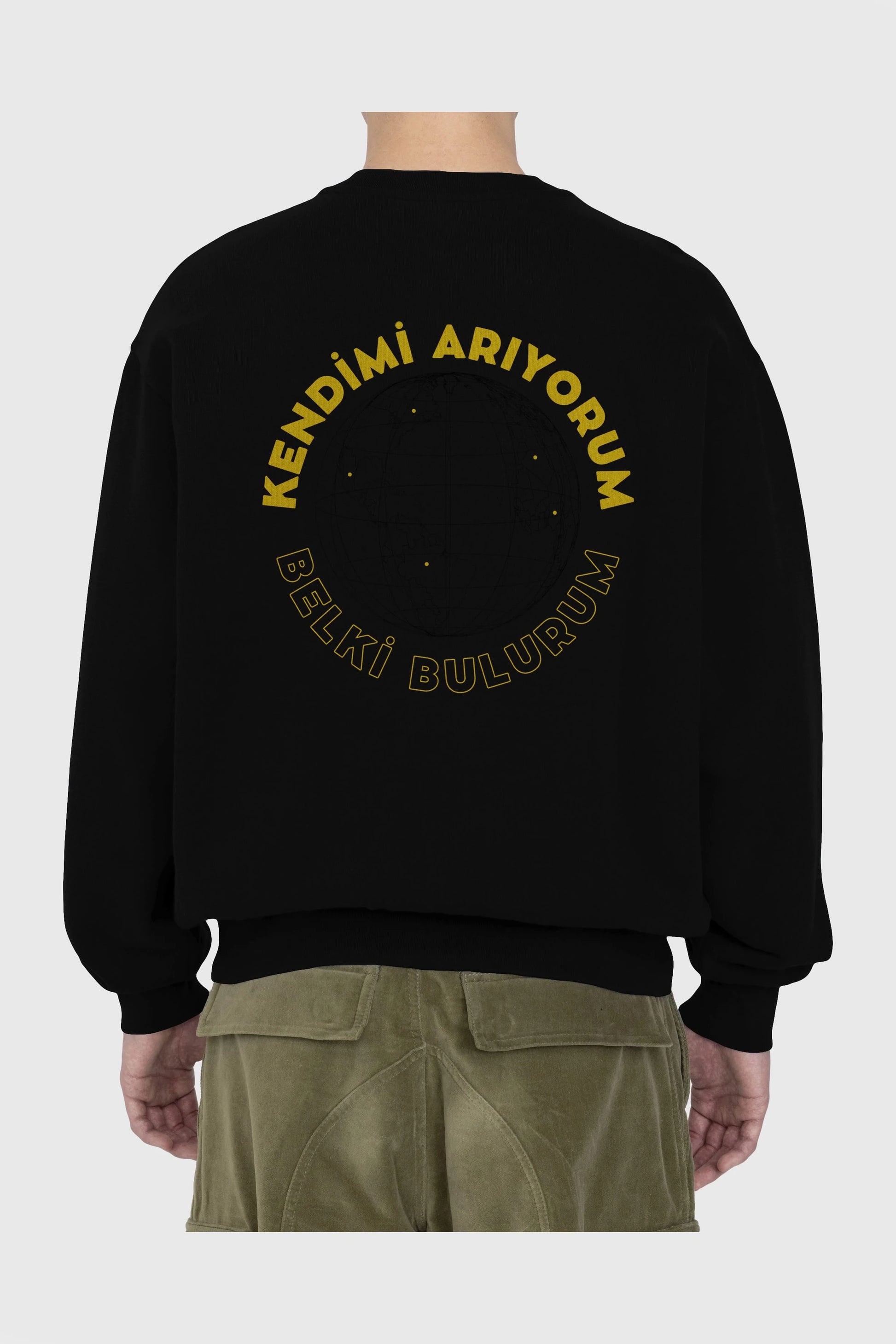 Kendimi Arıyorum Yazılı Arka Baskılı Oversize Sweatshirt Erkek Kadın Unisex