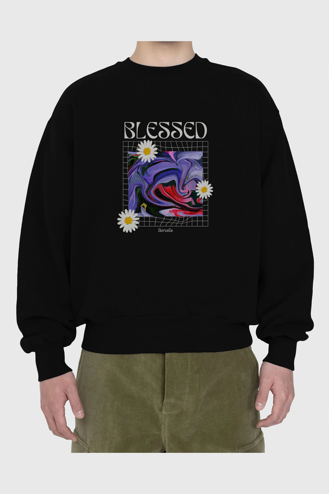 Blessed Ön Baskılı Oversize Sweatshirt Erkek Kadın Unisex