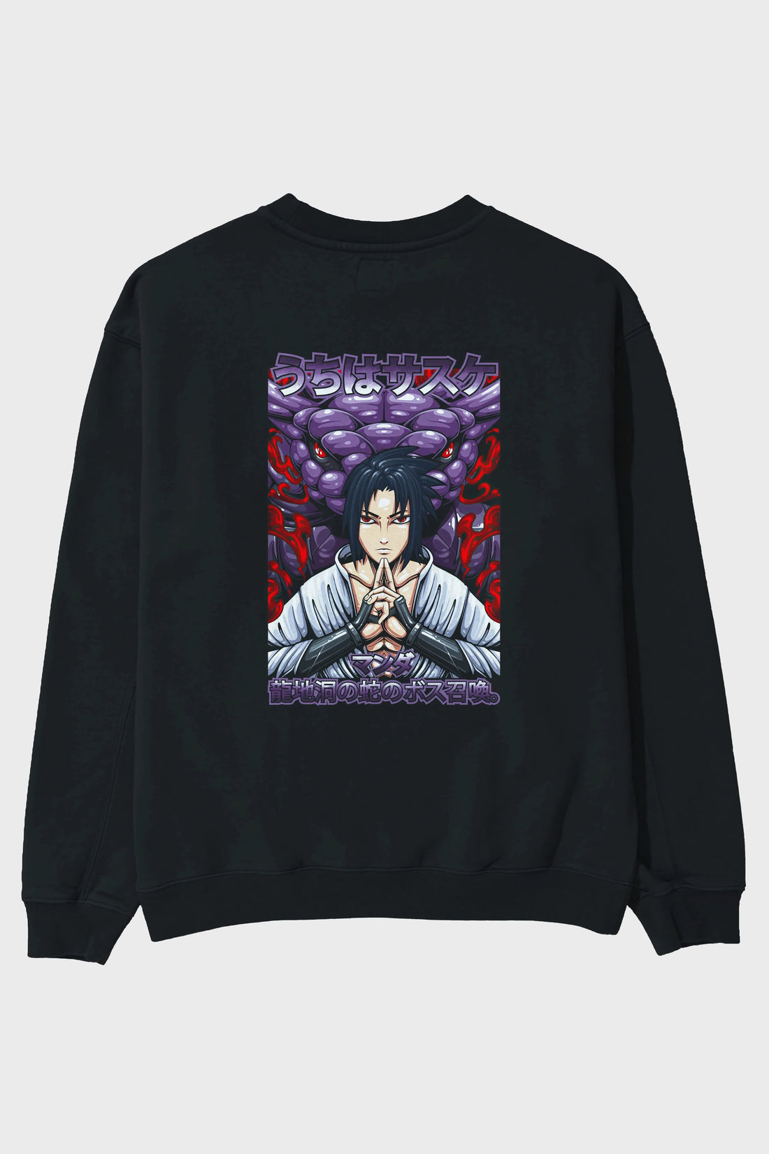 NARUTO SASUKE UCHIHA Anime Arka Baskılı Oversize Sweatshirt Erkek Kadın Unisex