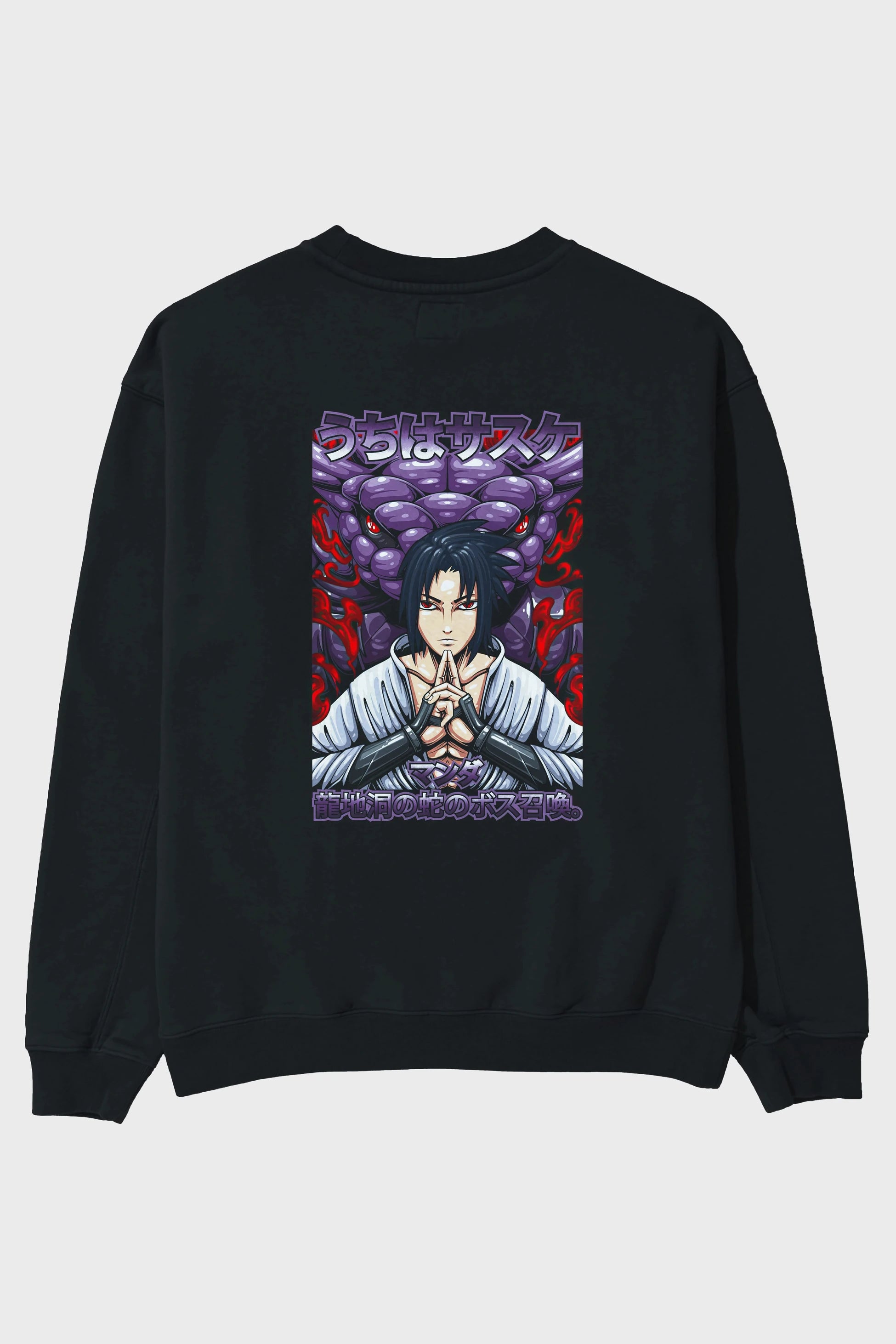 NARUTO SASUKE UCHIHA Anime Arka Baskılı Oversize Sweatshirt Erkek Kadın Unisex