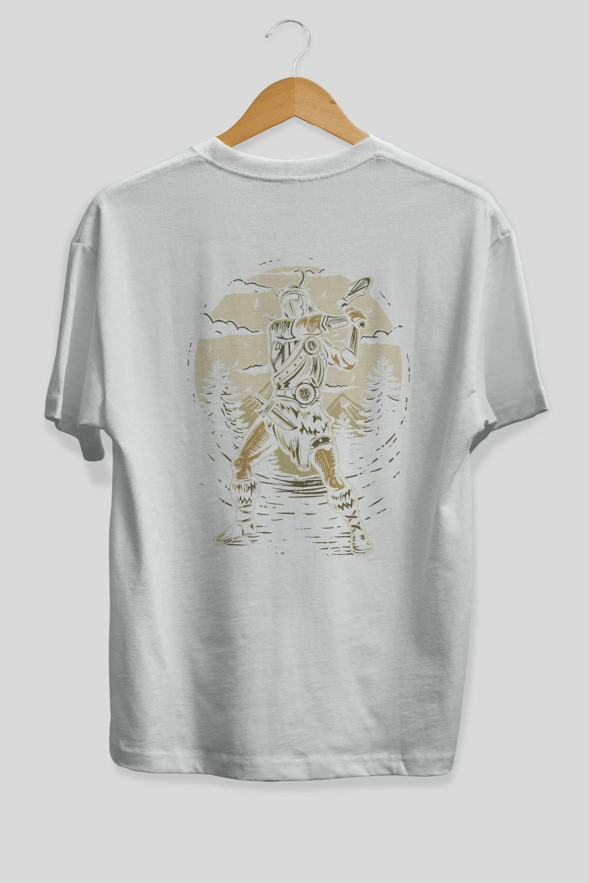 Viking Arka Baskılı Oversize t-shirt Erkek Kadın Unisex %100 Pamuk