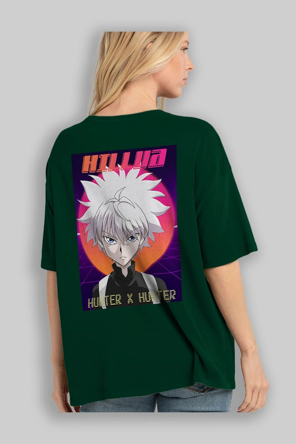 Killua Zoldyck 12 1 Anime Arka Baskılı Oversize t-shirt Erkek Kadın Unisex