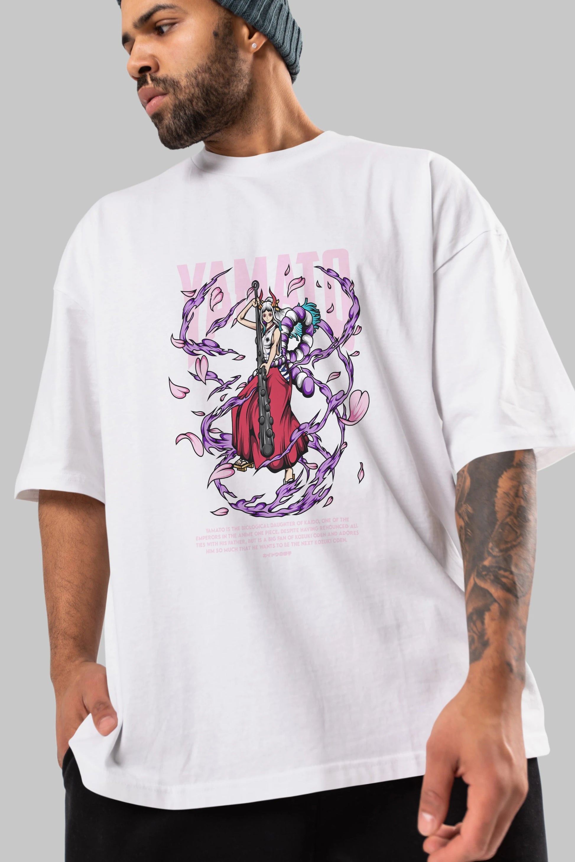 Yamato Anime Ön Baskılı Oversize t-shirt %100 pamuk Erkek Kadın Unisex