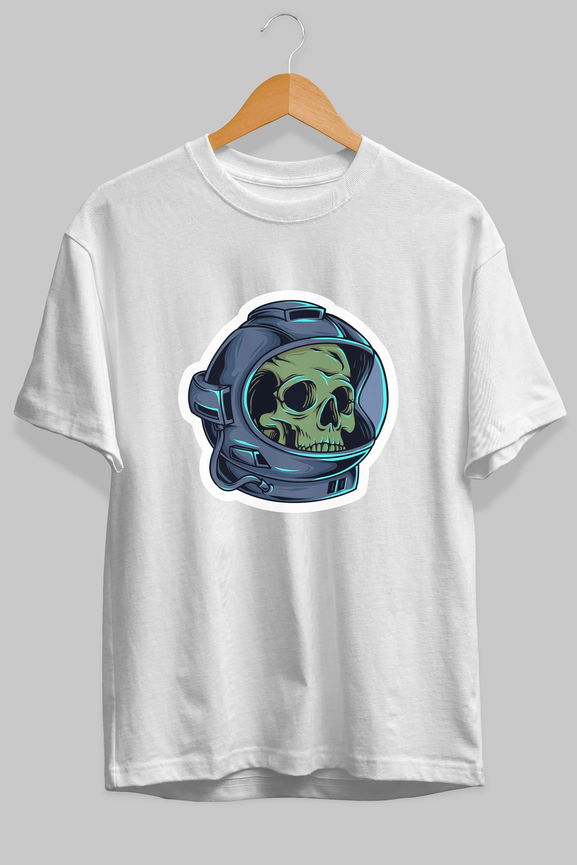 Astroskull Sticker Ön Baskılı Oversize t-shirt Erkek Kadın Unisex