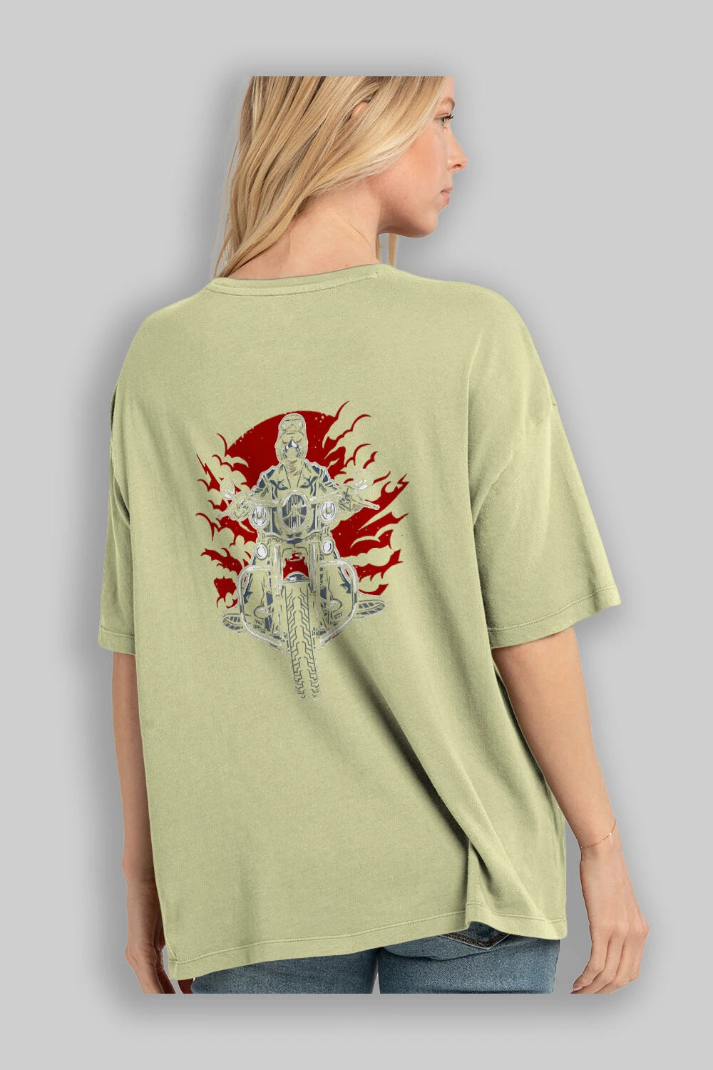 Wild Biker Arka Baskılı Oversize t-shirt Erkek Kadın Unisex %100 Pamuk
