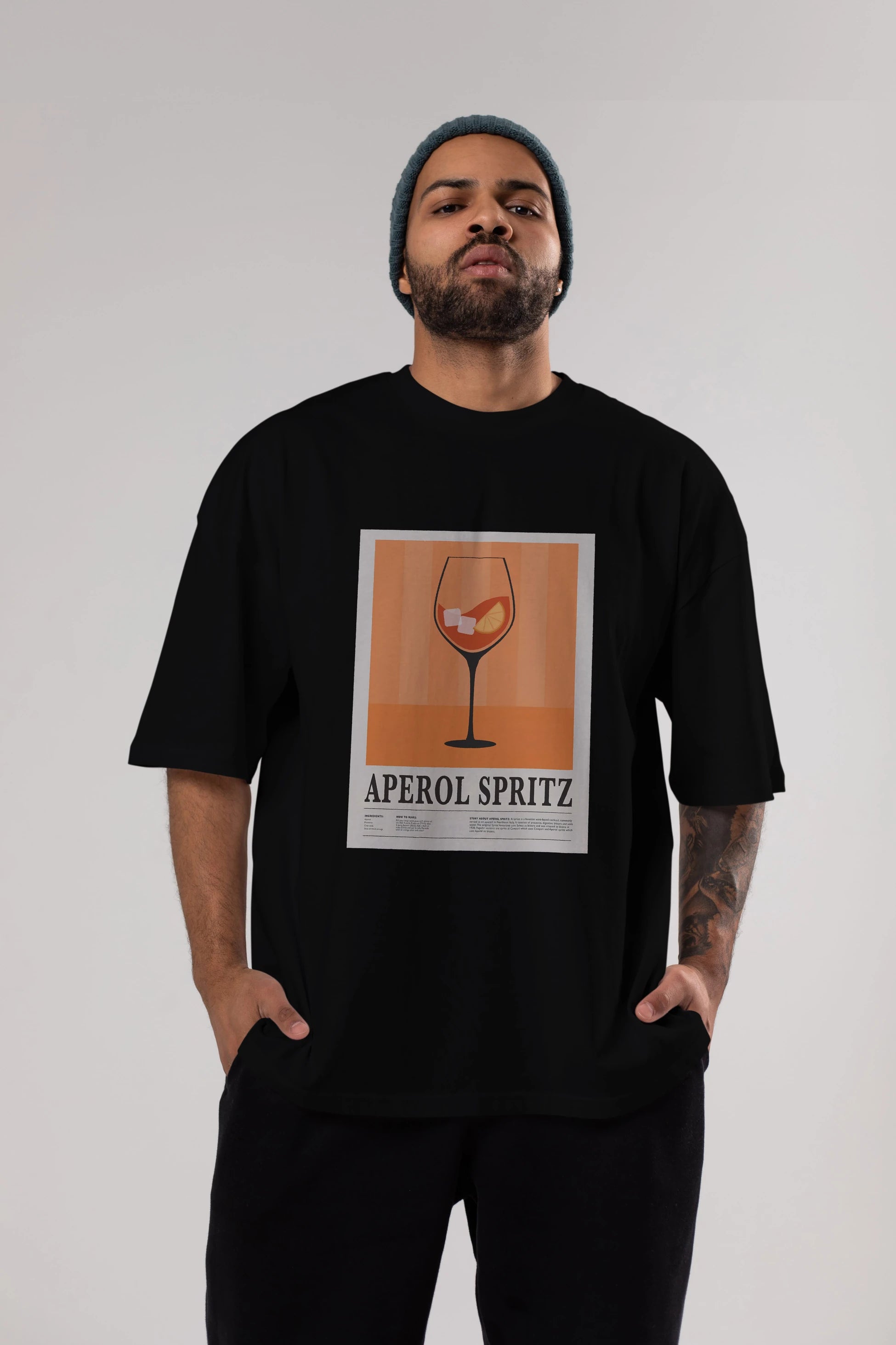 Aperol Spritz 8 Ön Baskılı Oversize t-shirt Erkek Kadın Unisex %100 Pamuk Bisiklet Yaka tişort