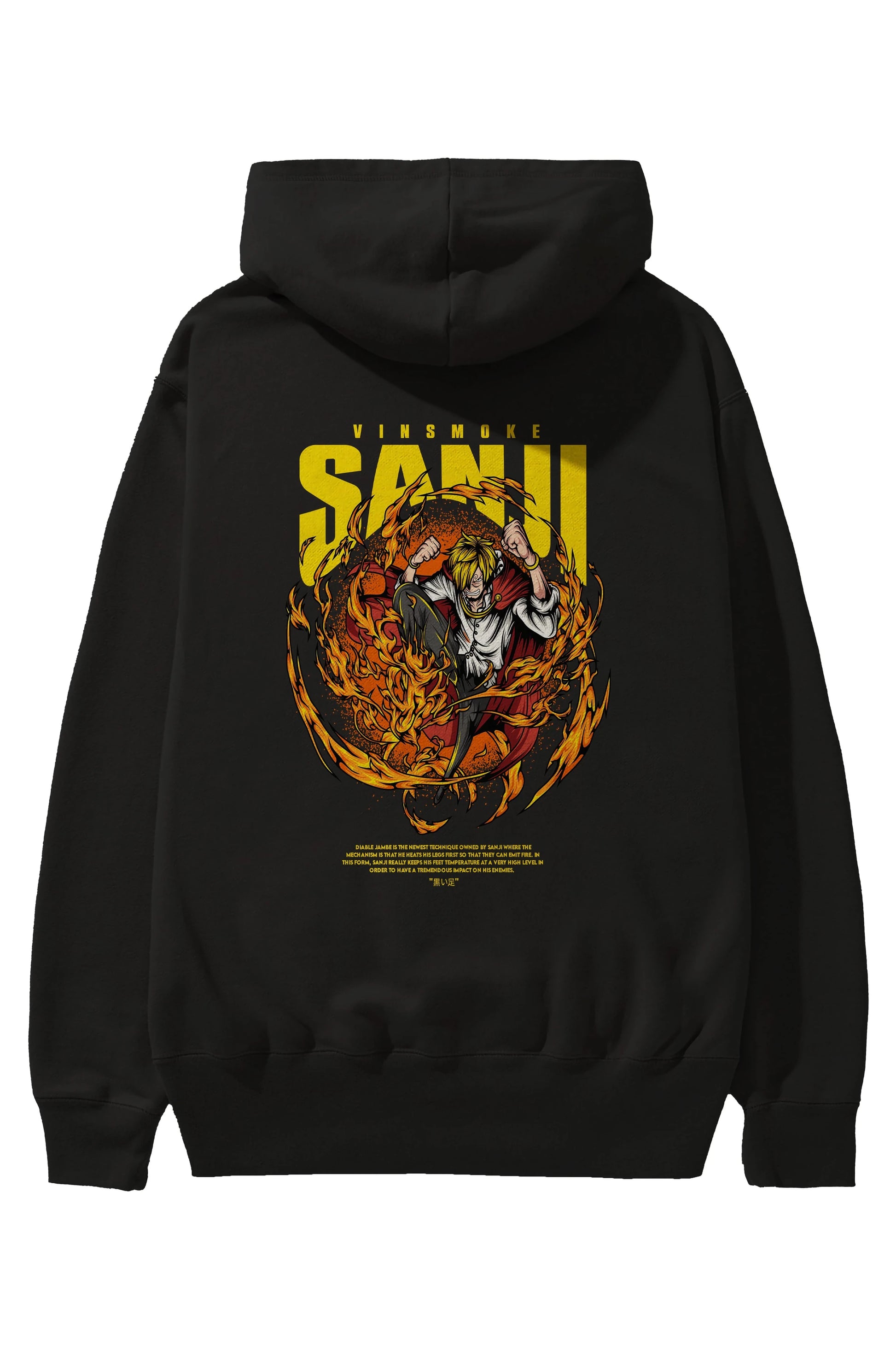 Vinsmoke Sanji Anime Arka Baskılı Hoodie Oversize Kapüşonlu Sweatshirt Erkek Kadın Unisex