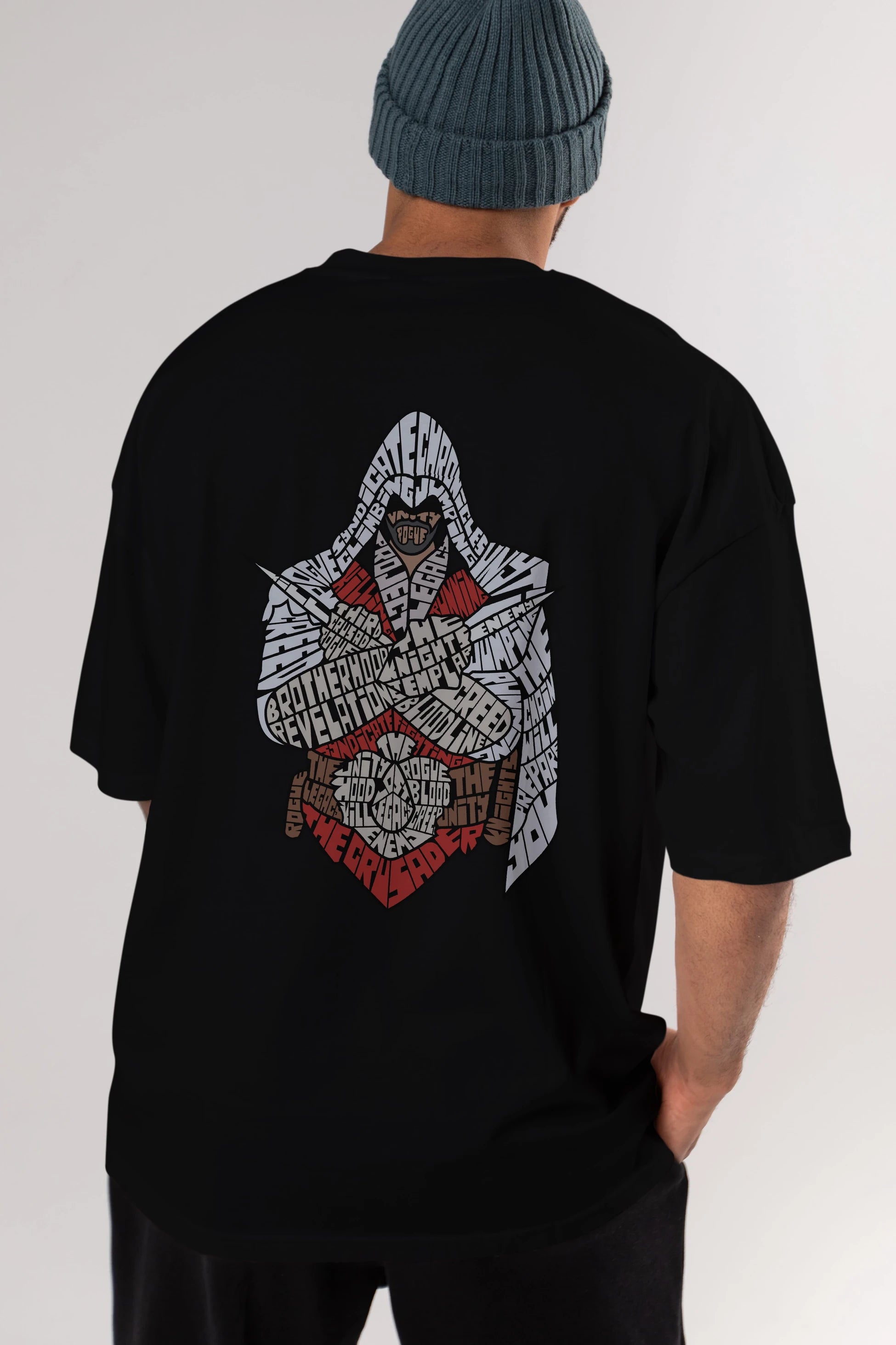 Assassins Arka Baskılı Oversize t-shirt %100 pamuk Erkek Kadın Unisex