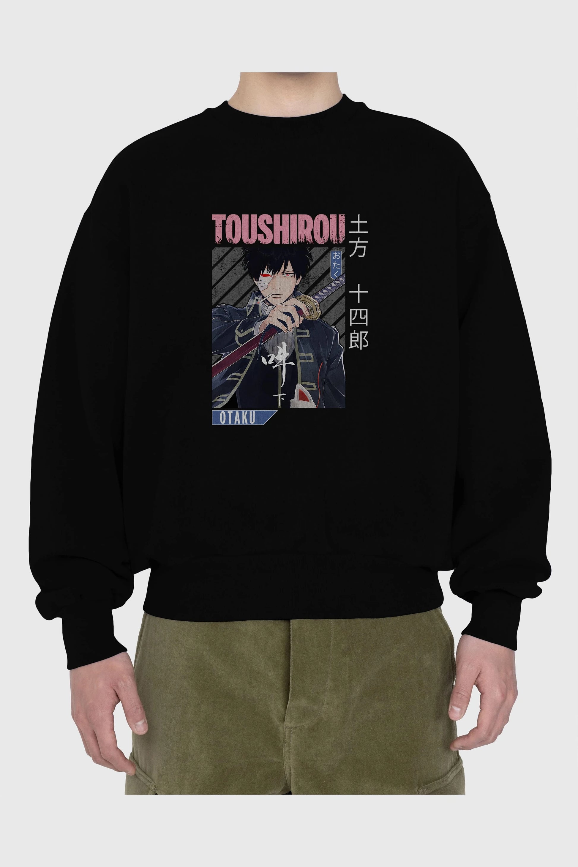 Toushirou Hijikata 1 Anime Ön Baskılı Oversize Sweatshirt Erkek Kadın Unisex