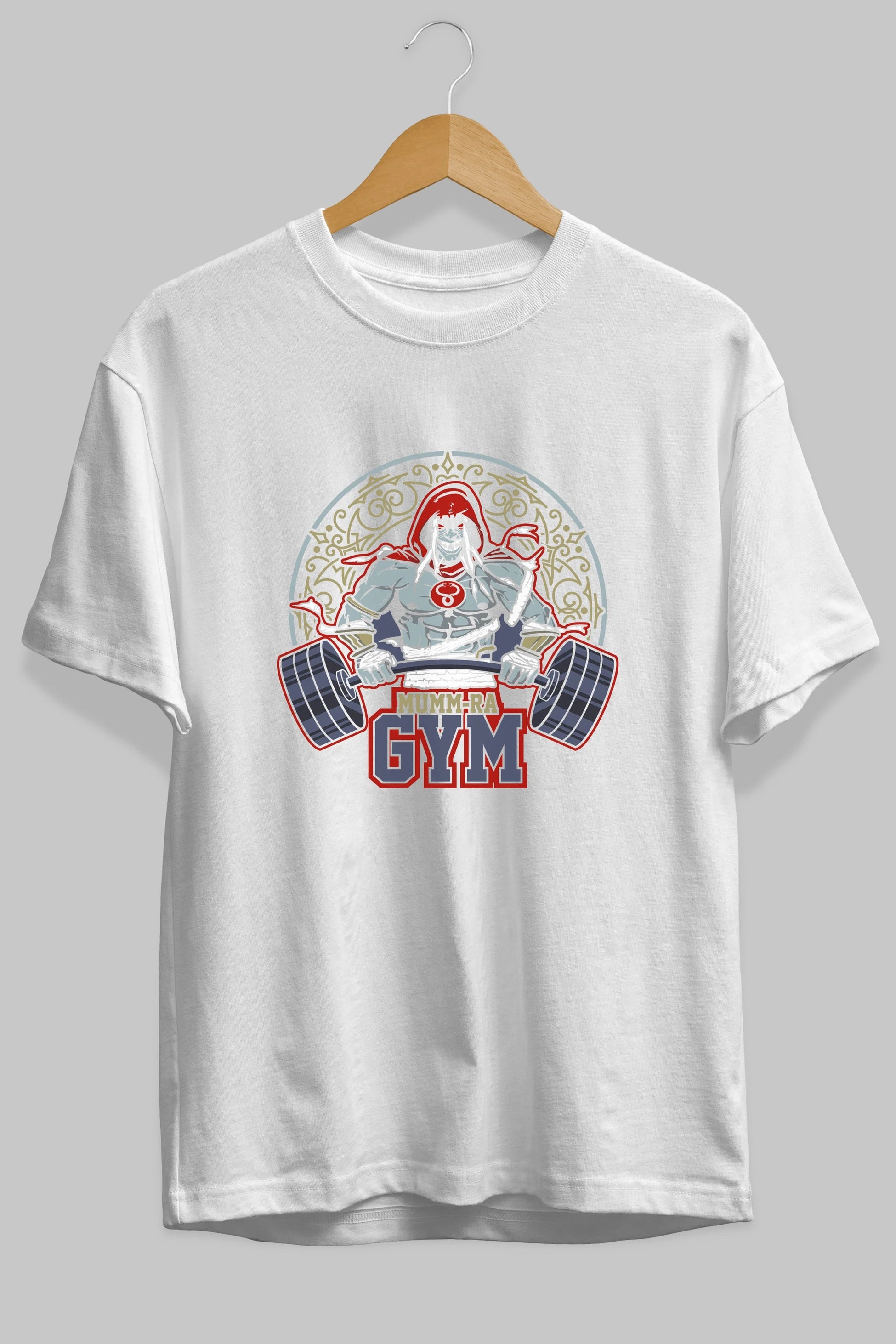 Mumm-ra GYM Ön Baskılı Oversize t-shirt Erkek Kadın Unisex %100 Pamuk Bisiklet Yaka tişort