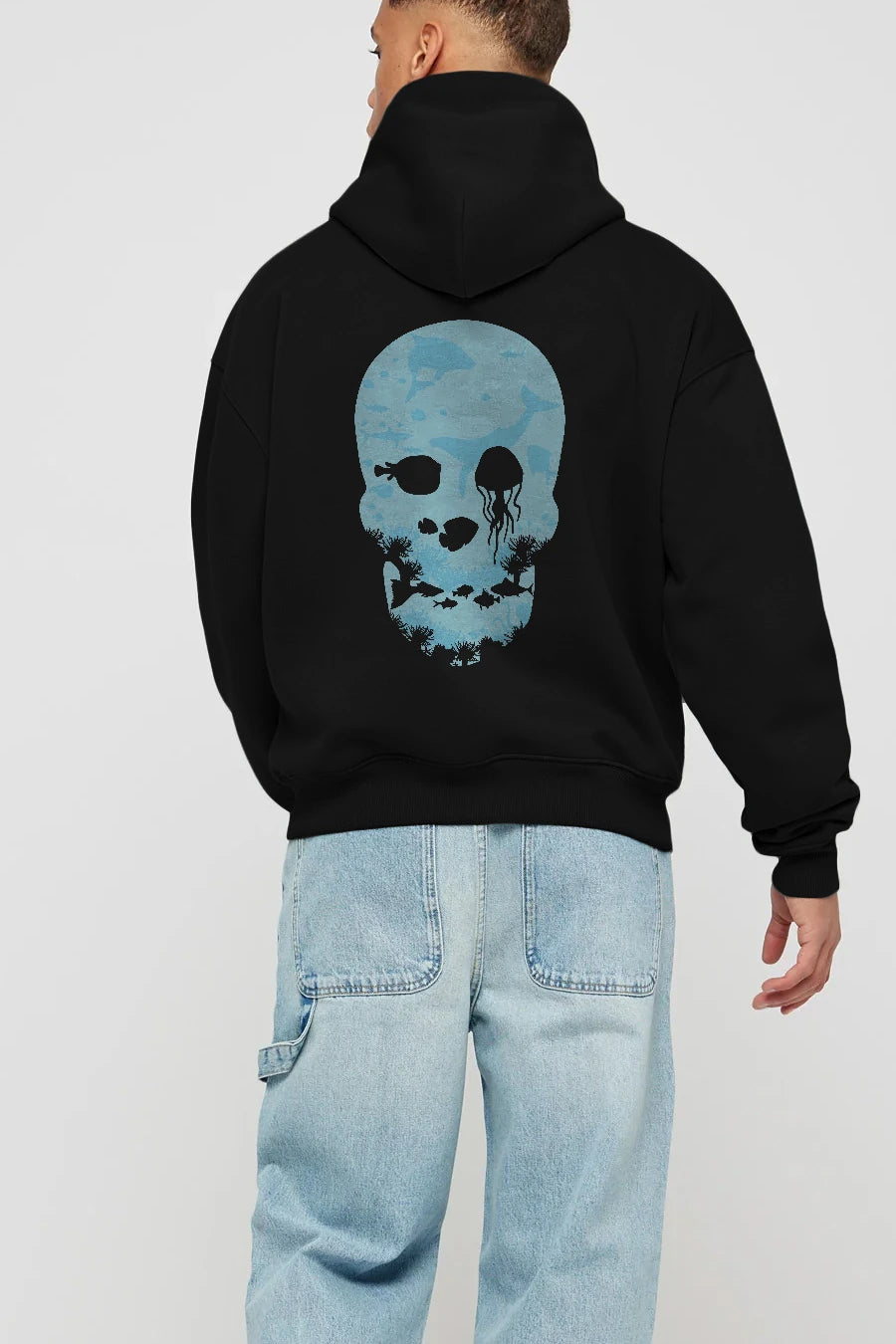 Dead Sea Arka Baskılı Hoodie Oversize Kapüşonlu Sweatshirt Erkek Kadın Unisex