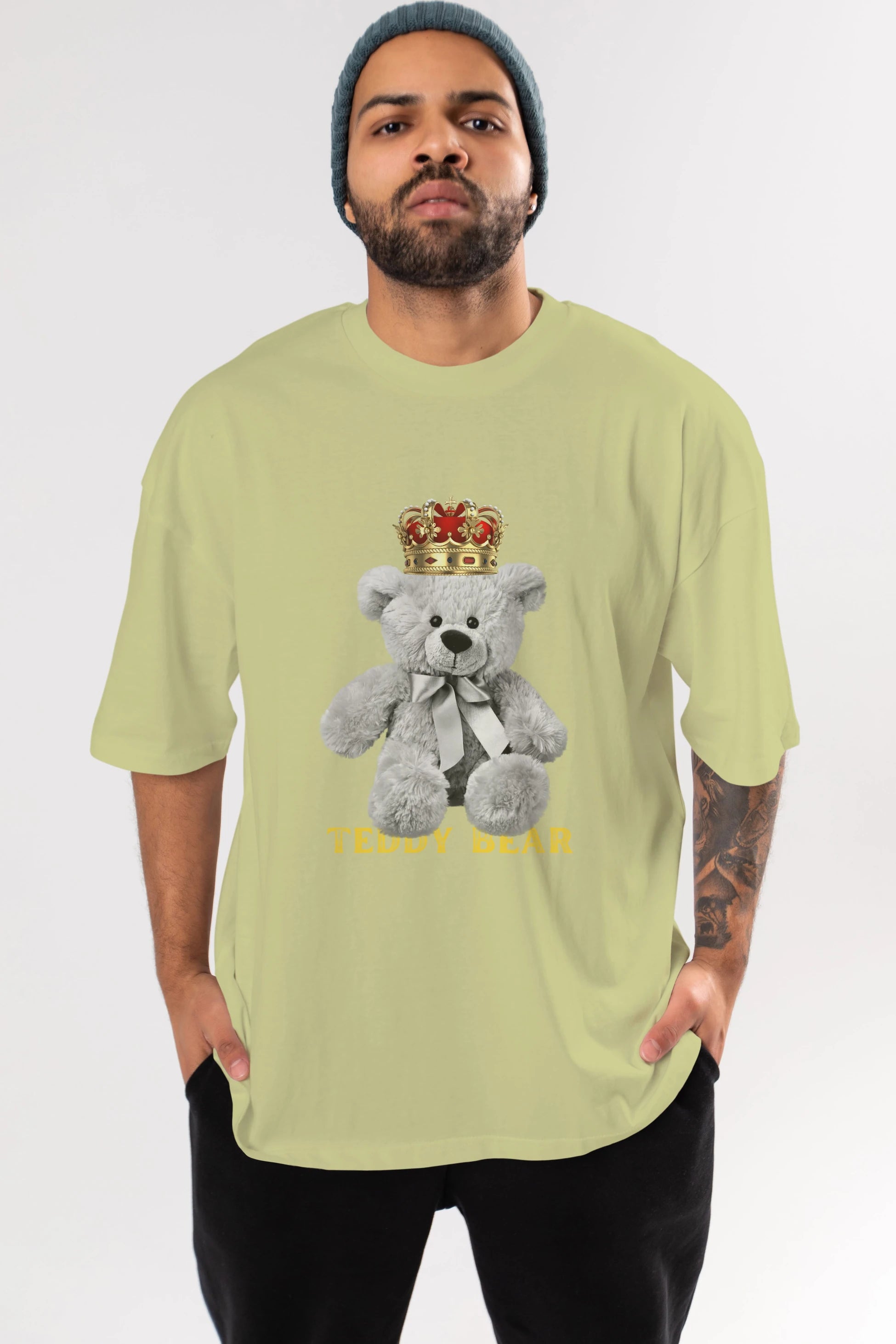 Teddy Bear Ön Baskılı Oversize t-shirt Erkek Kadın Unisex