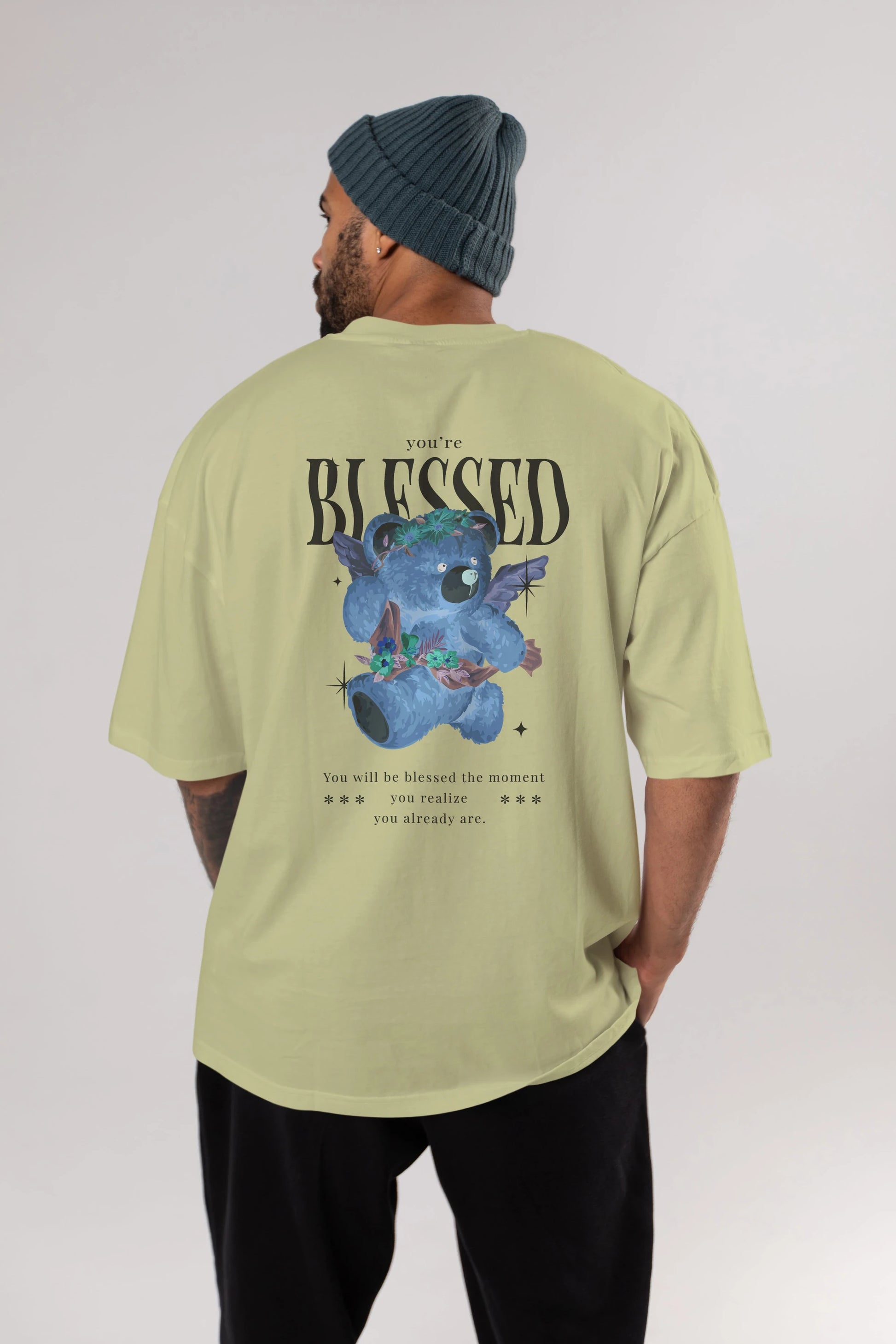 You are Blessed Bear Arka Baskılı Oversize t-shirt Erkek Kadın Unisex