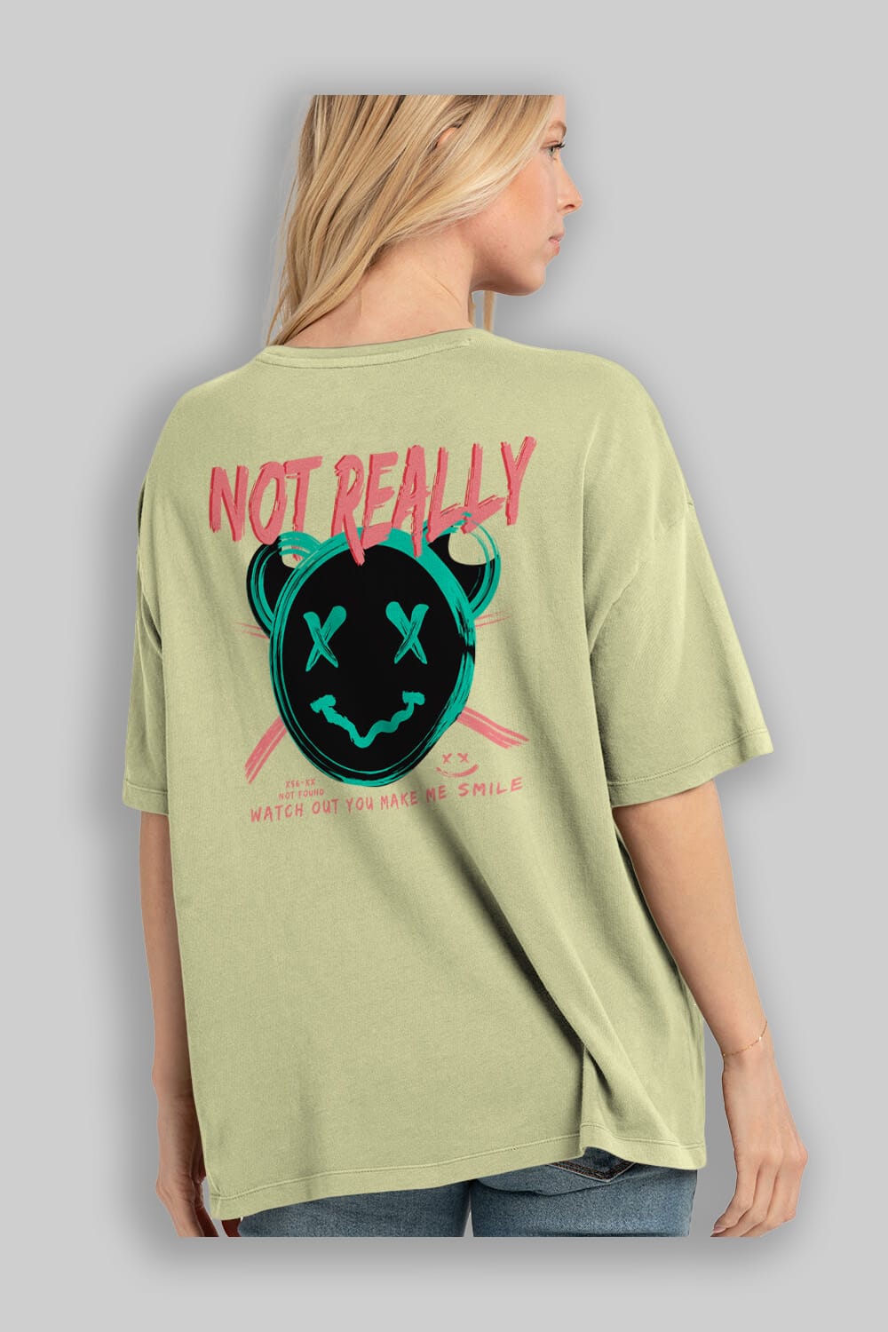Not Really Bear Arka Baskılı Oversize t-shirt Erkek Kadın Unisex