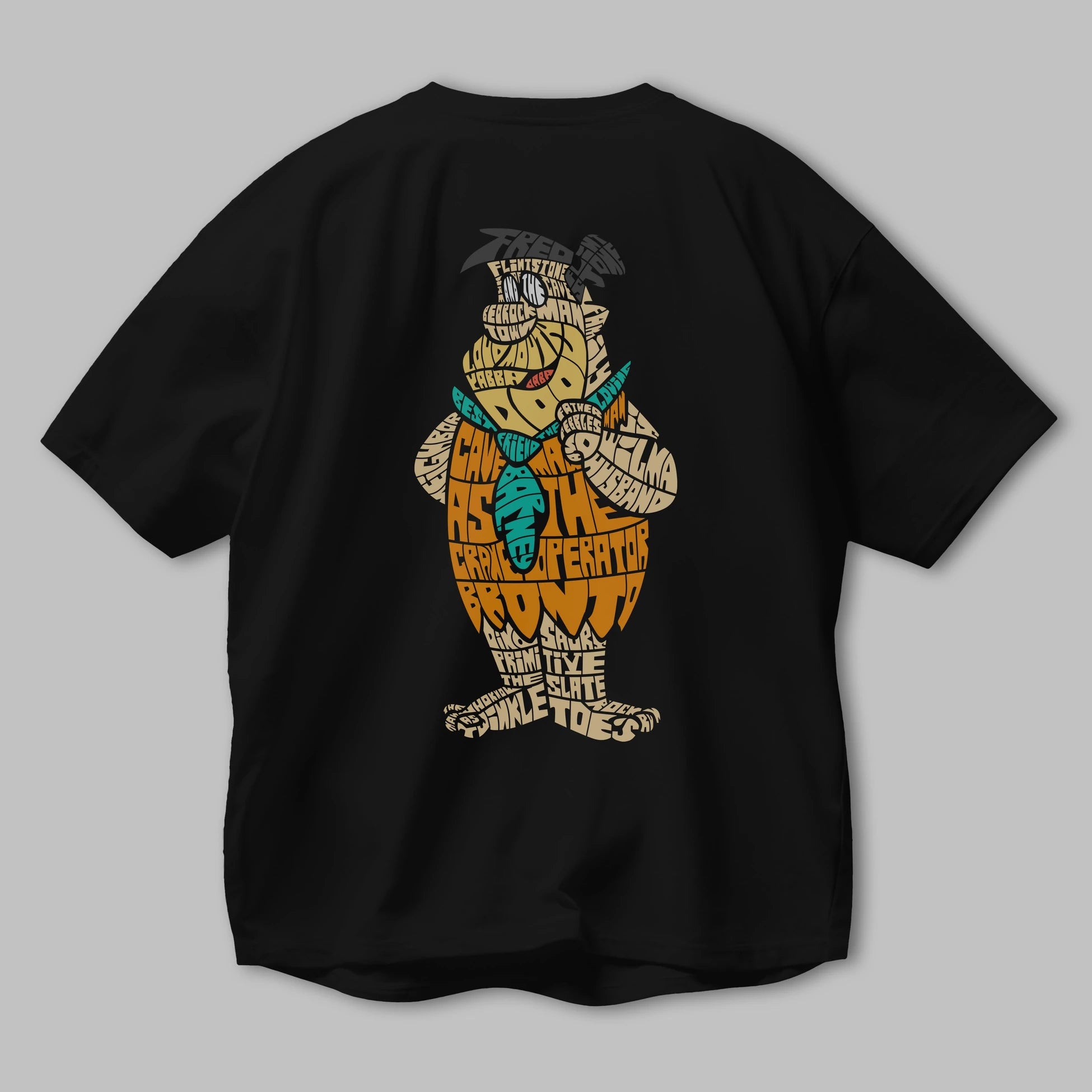 Fred Flintstone Arka Baskılı Oversize t-shirt %100 pamuk Erkek Kadın Unisex