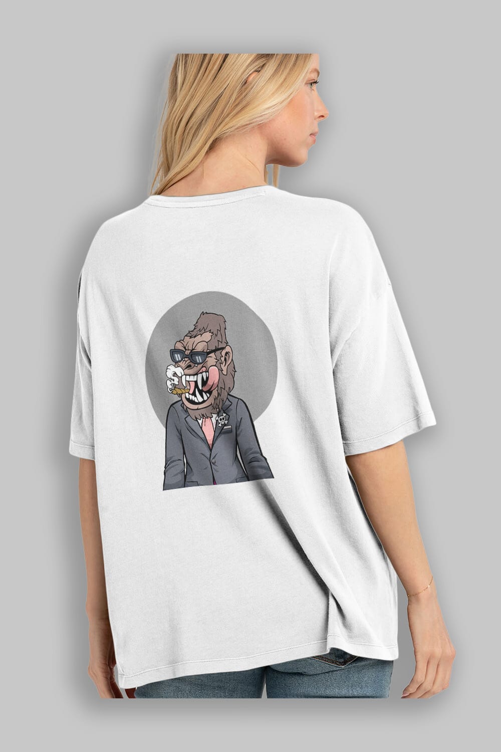 Monkey Suits Arka Baskılı Oversize t-shirt Erkek Kadın Unisex %100 Pamuk tişort