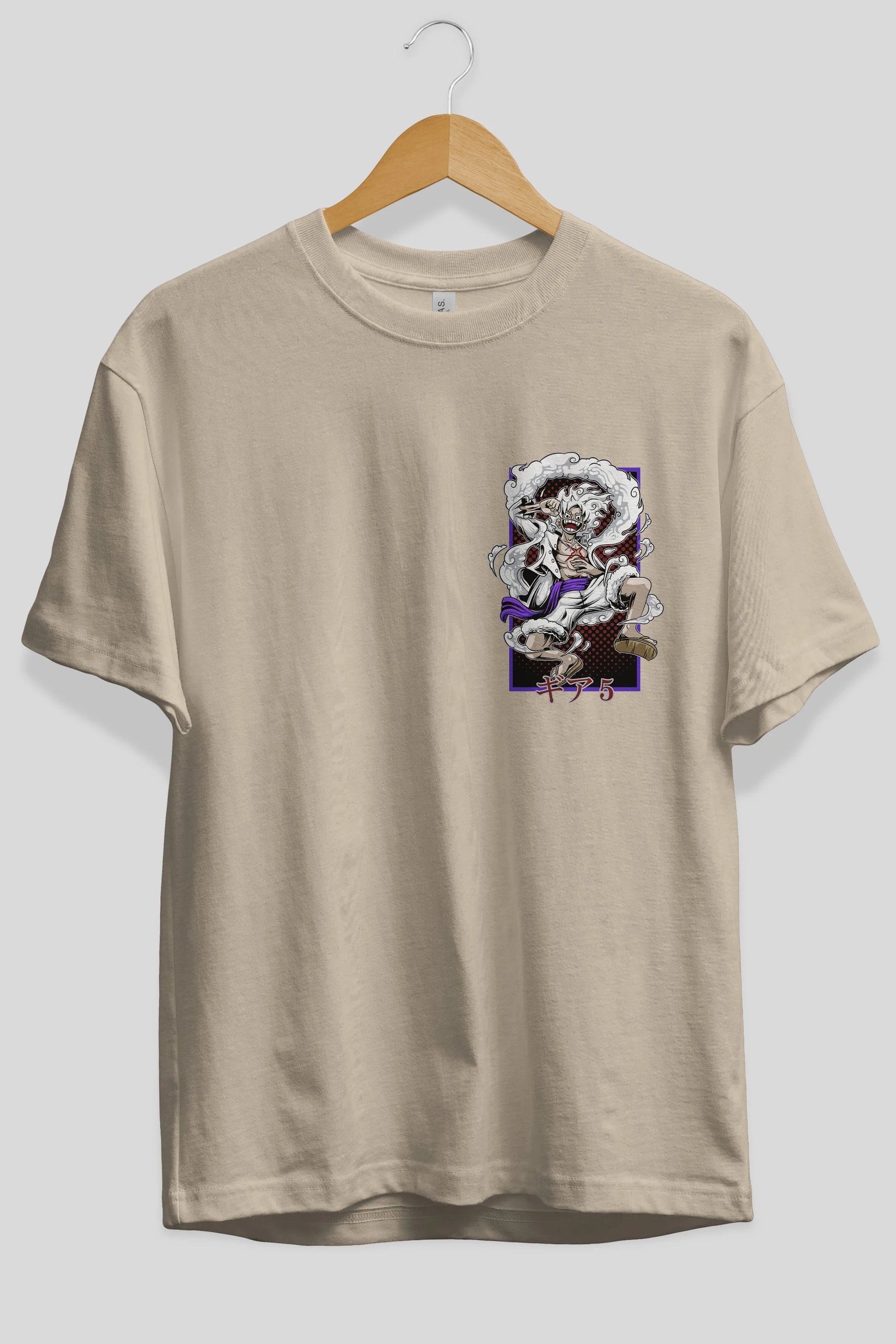 LUFFY GEAR 5 RECUADRO Ön Sol Baskılı Oversize t-shirt Erkek Kadın Unisex %100 Pamuk Bisiklet Yaka tişort