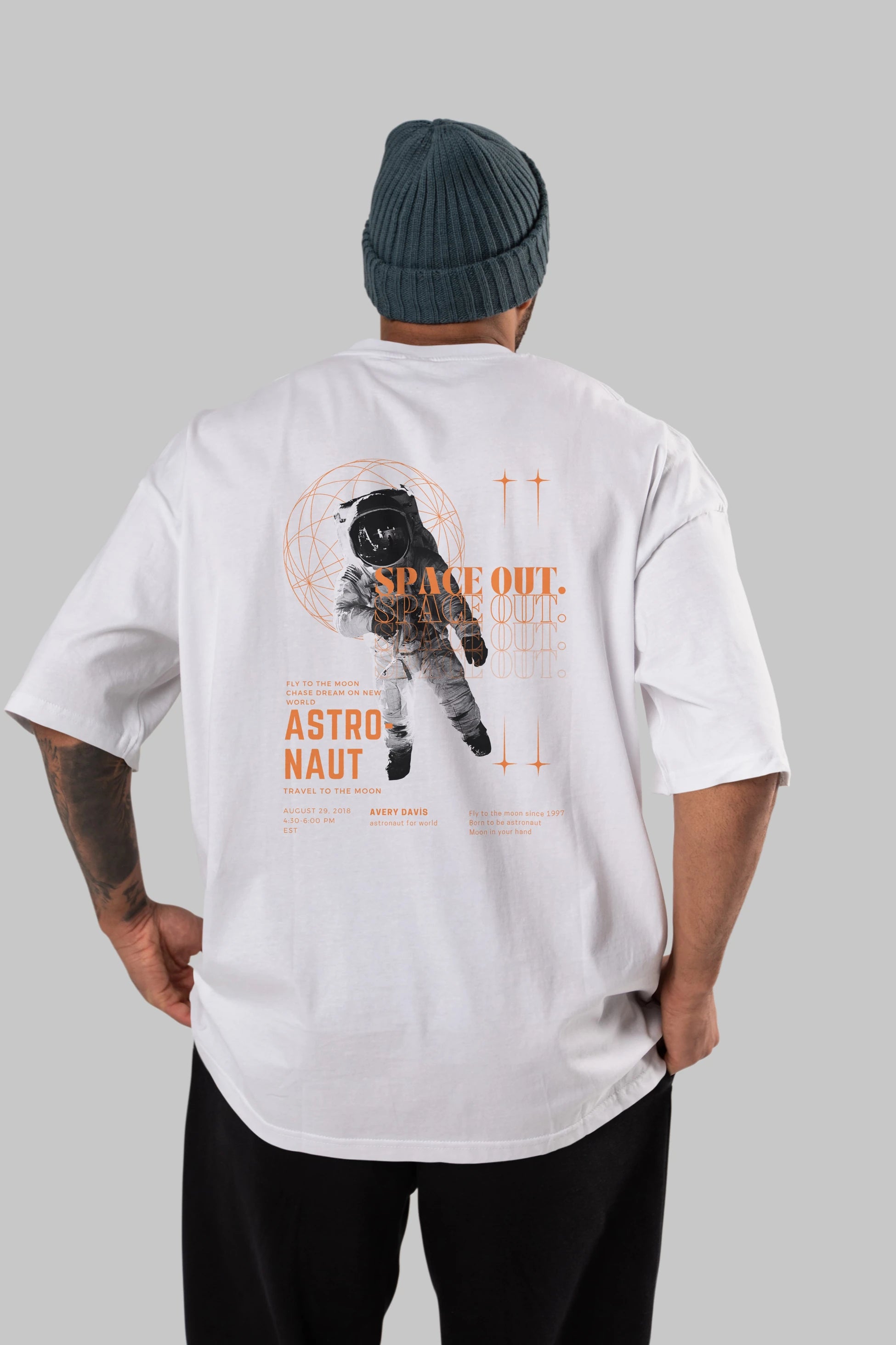 Astronaut Space Out Yazılı Arka Baskılı Oversize t-shirt Erkek Kadın Unisex