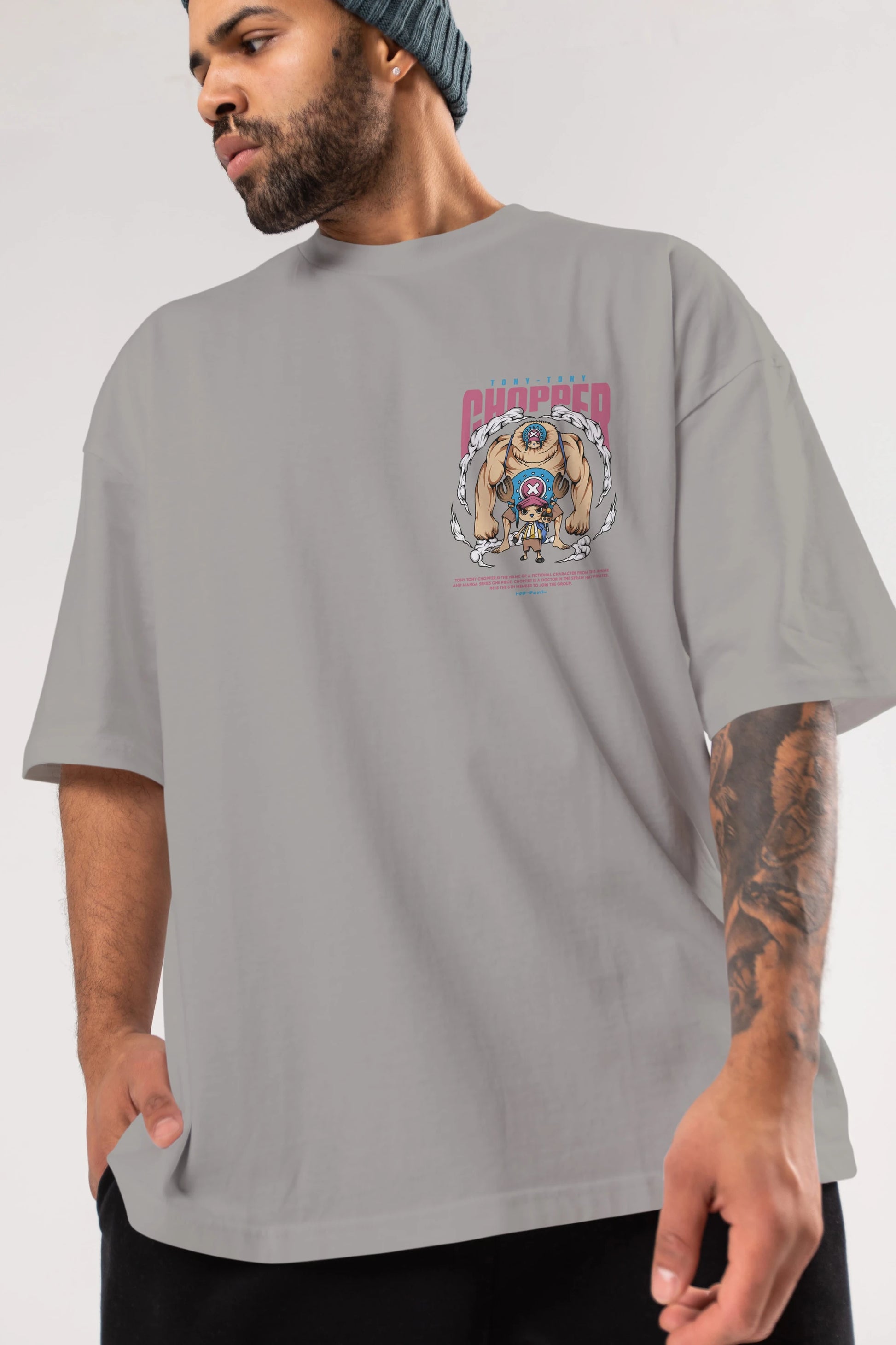 Tony Tony Chopper Ön Sol Baskılı Oversize t-shirt Erkek Kadın Unisex %100 Pamuk Bisiklet Yaka tişort