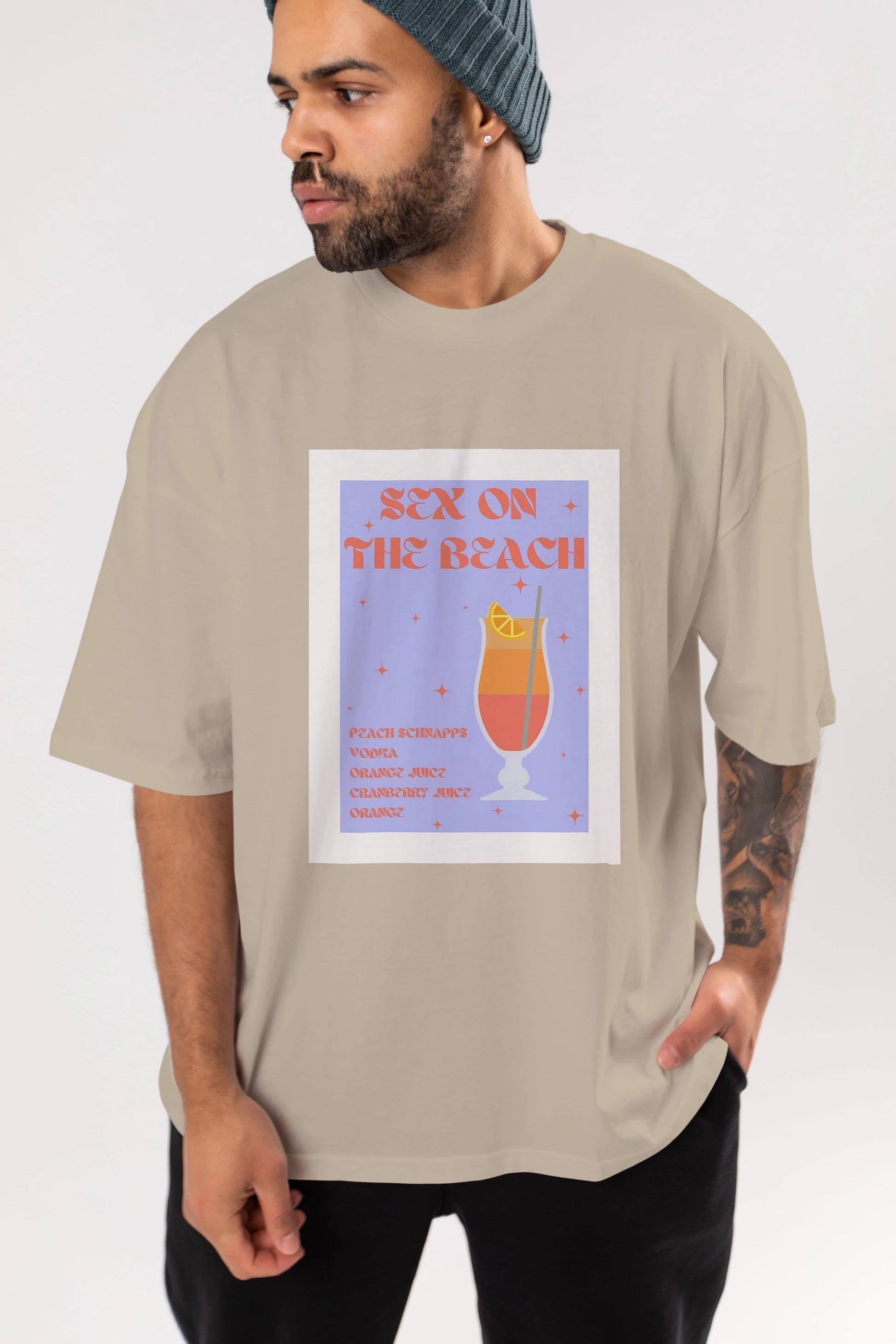Sex On The Beach Ön Baskılı Oversize t-shirt Erkek Kadın Unisex %100 Pamuk Bisiklet Yaka tişort