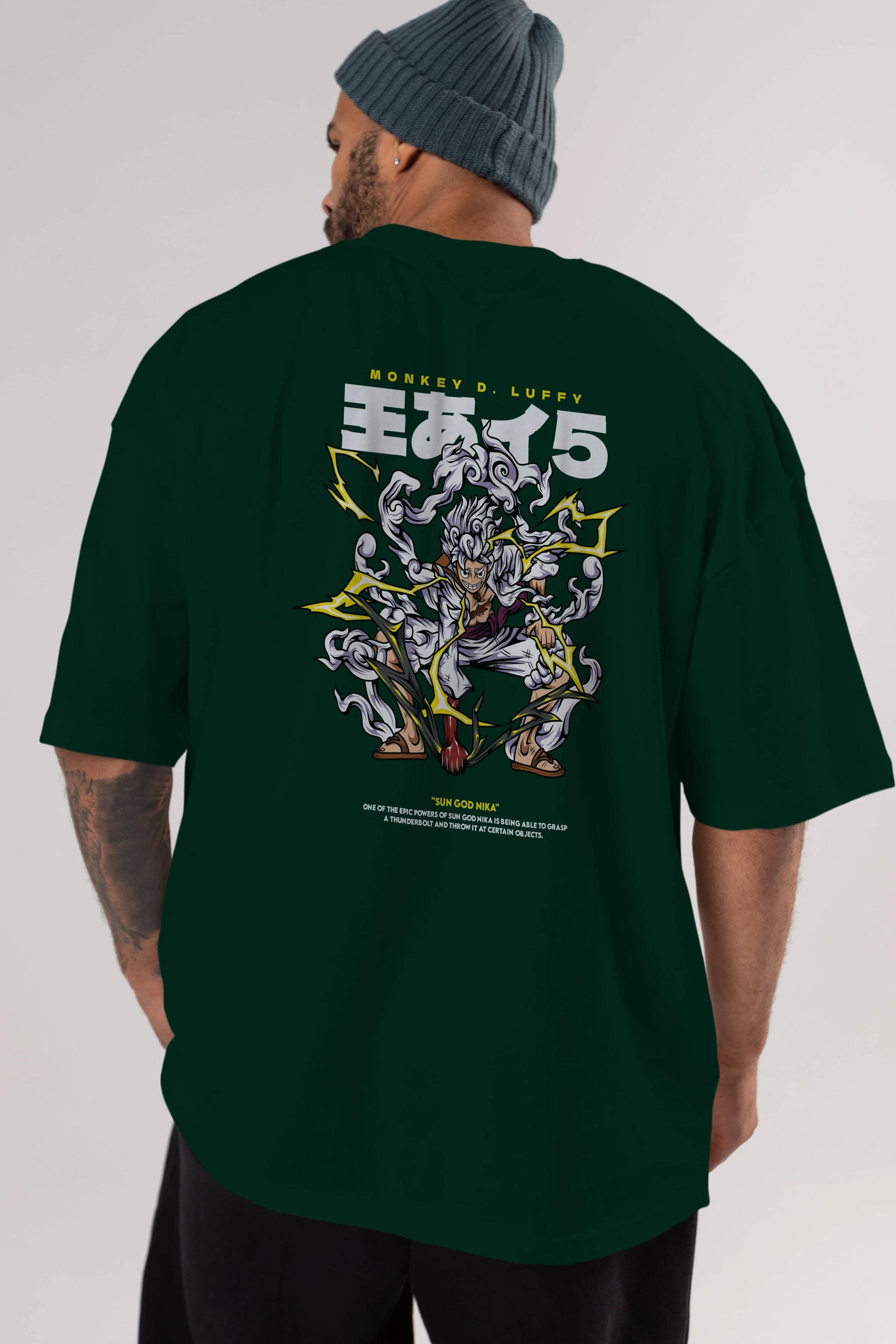 Monkey D. Luffy GEAR5 1 Anime Arka Baskılı Oversize t-shirt Erkek Kadın Unisex