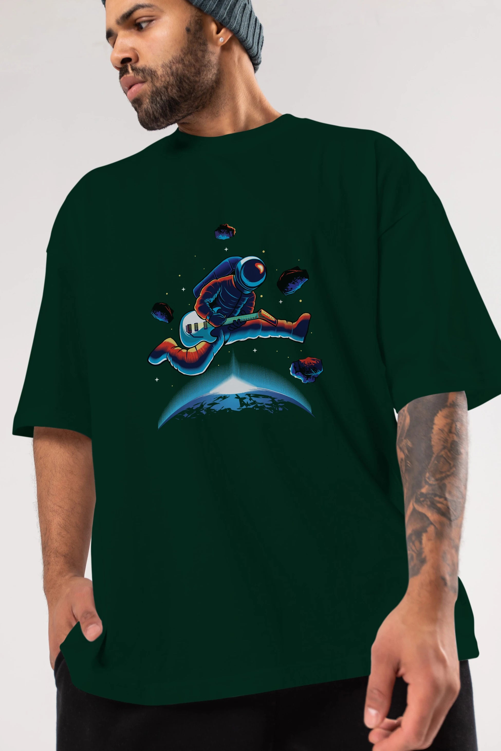 Astroguitar Ön Baskılı Oversize t-shirt Erkek Kadın Unisex