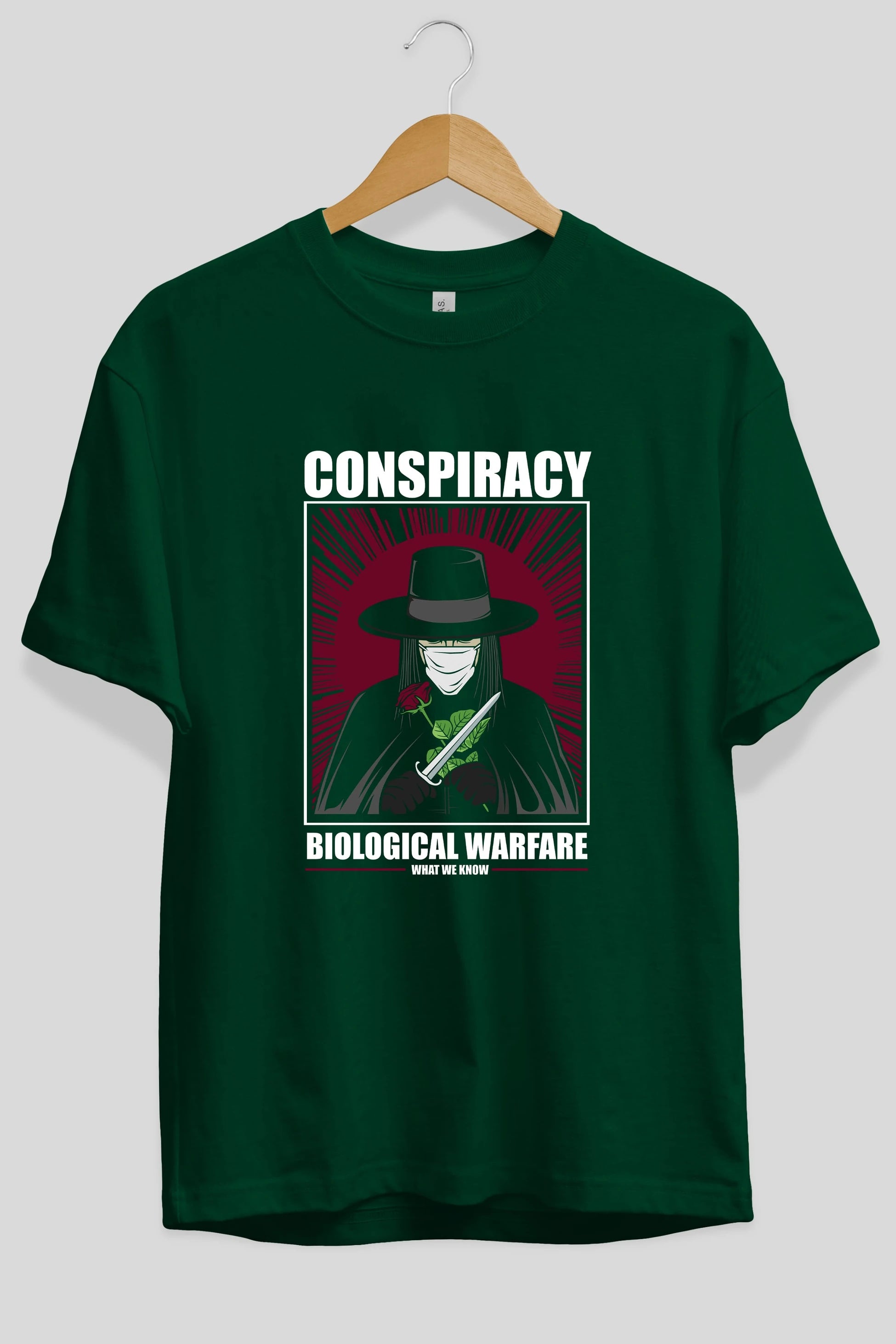 Vendetta Masker Ön Baskılı Oversize t-shirt Erkek Kadın Unisex %100 Pamuk tişort