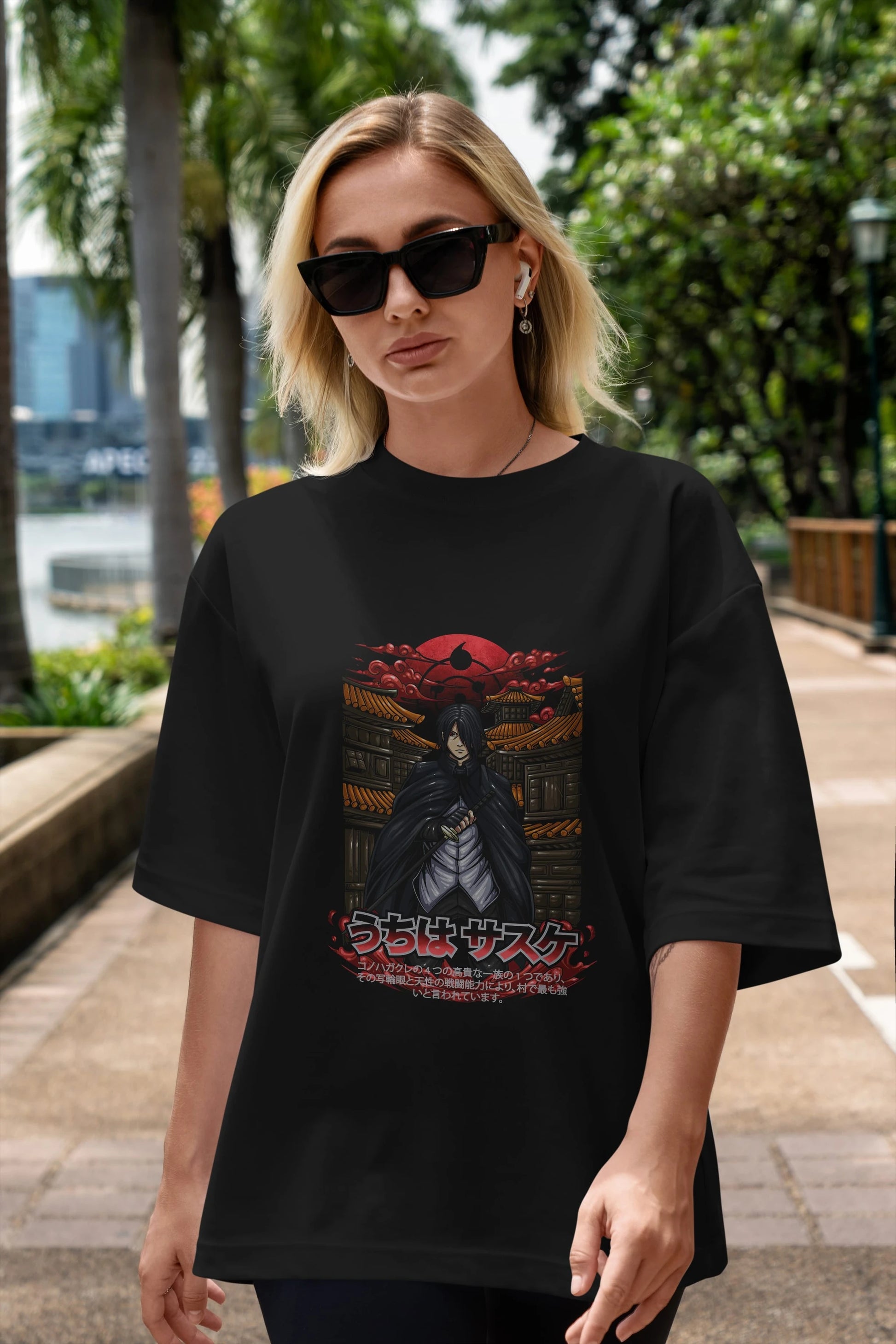 NARUTO SASUKE UCHIHA 1 Anime Ön Baskılı Oversize t-shirt %100 pamuk Erkek Kadın Unisex