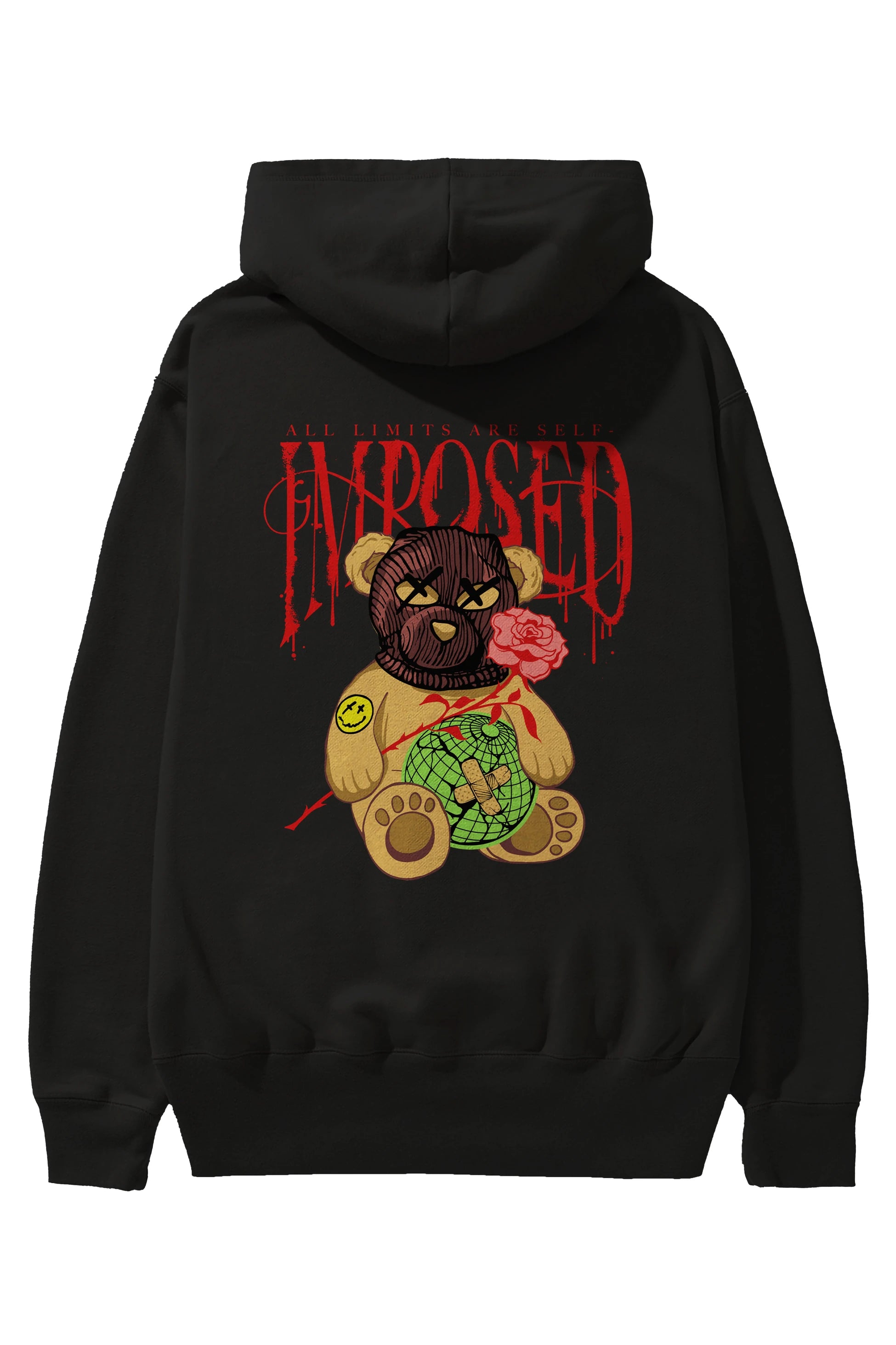 All Limits Bear Arka Baskılı Hoodie Oversize Kapüşonlu Sweatshirt Erkek Kadın Unisex