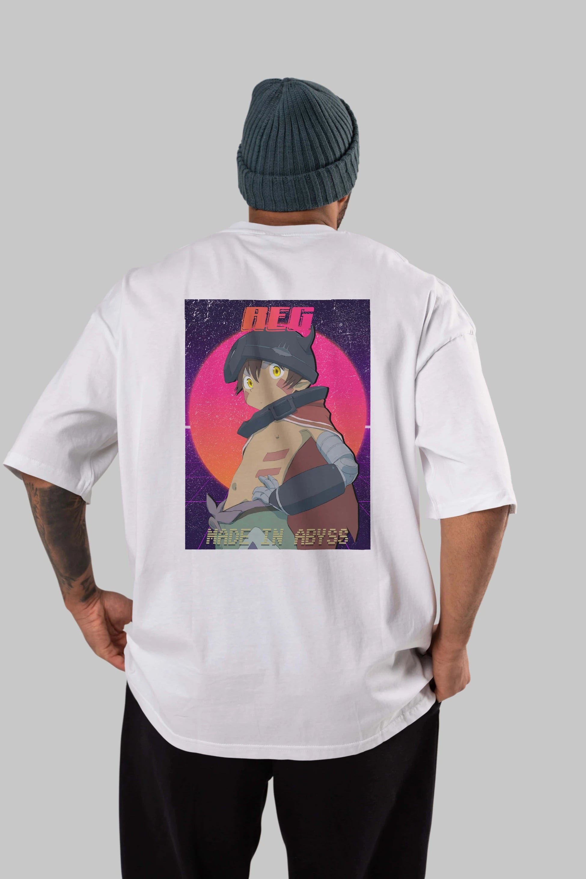 Reg 7 Anime Arka Baskılı Oversize t-shirt Erkek Kadın Unisex