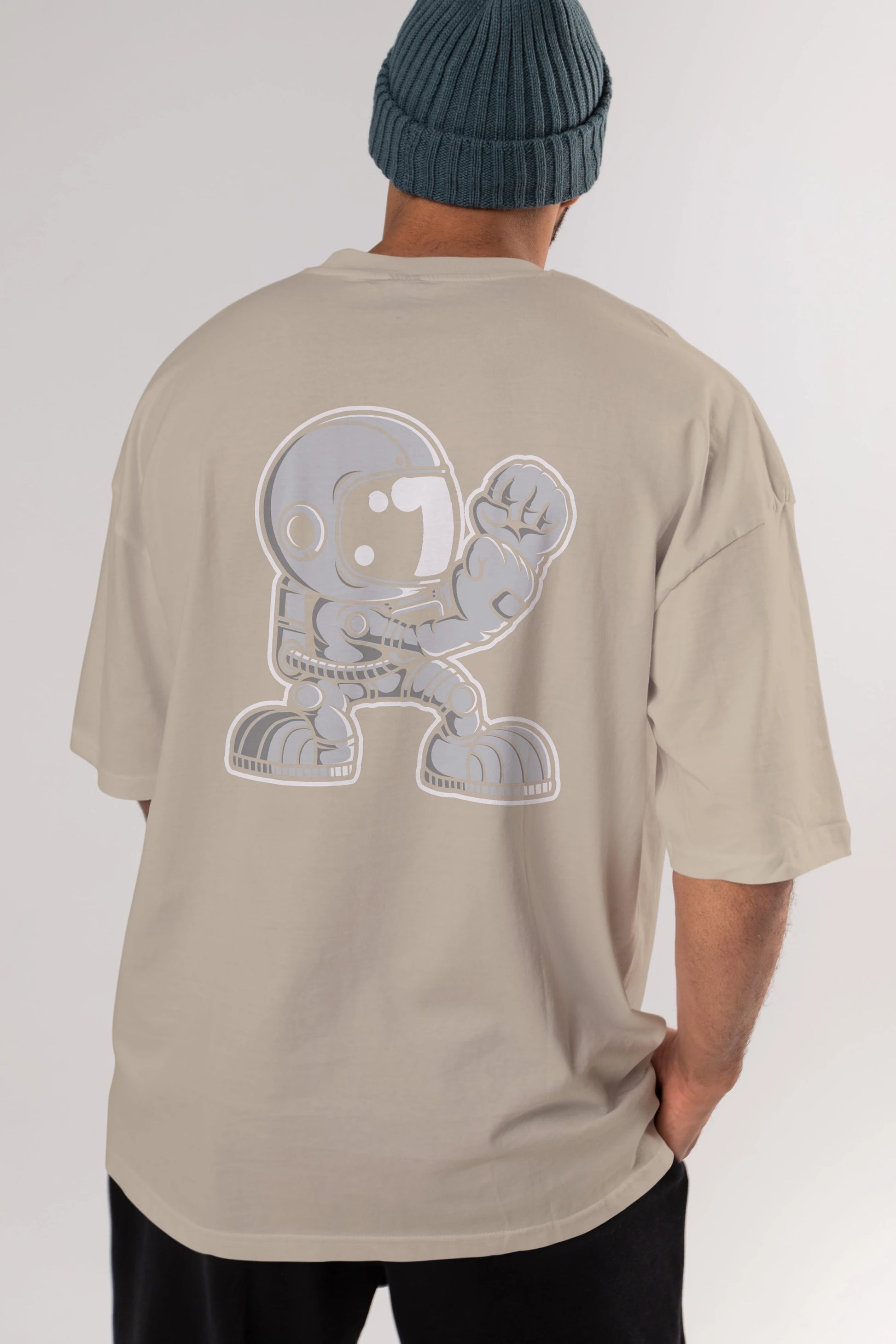Astronaut Fighting Irish Arka Baskılı Oversize t-shirt Erkek Kadın Unisex