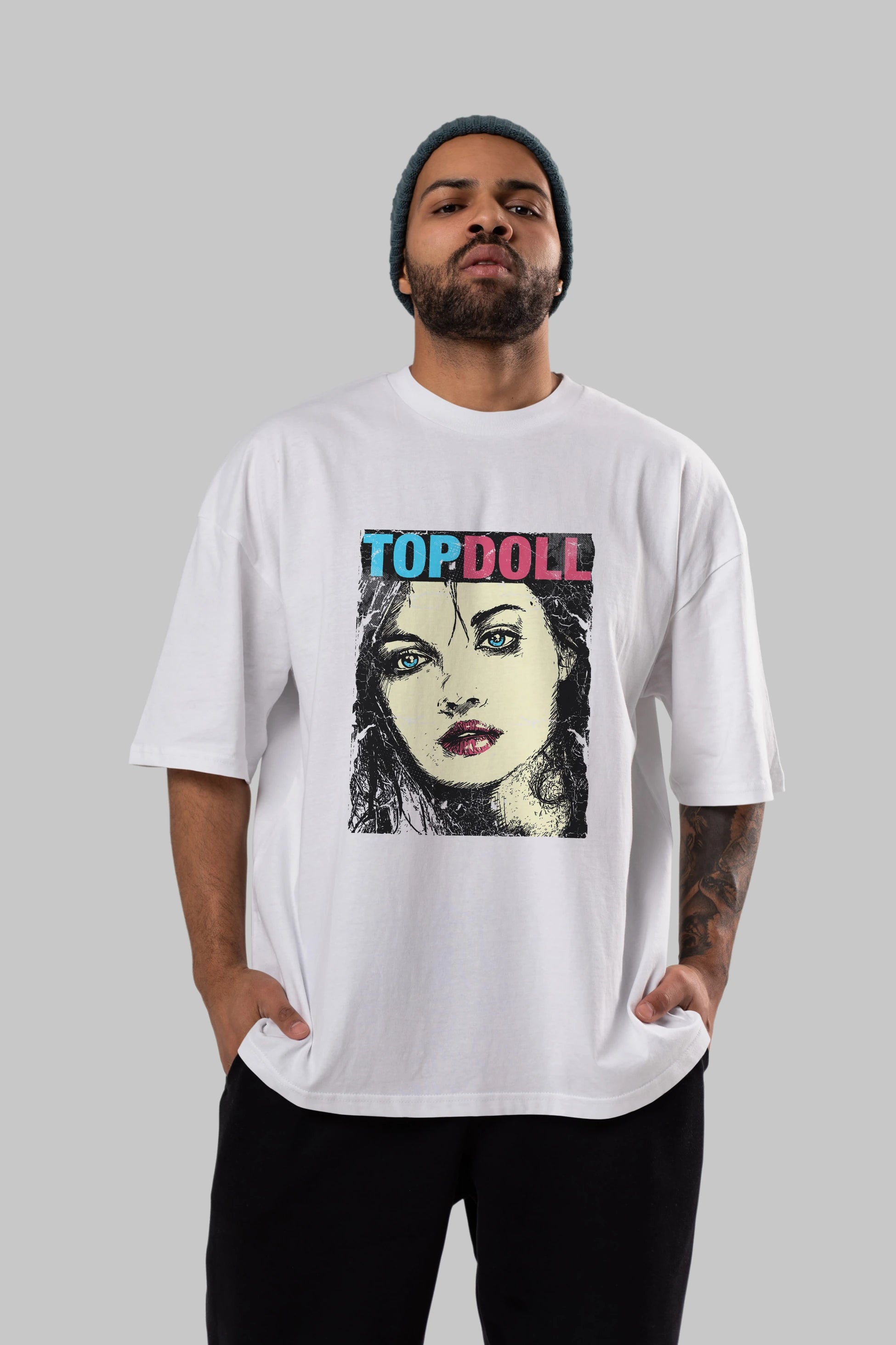Topdoll Streetwear Ön Baskılı Oversize t-shirt Erkek Kadın Unisex