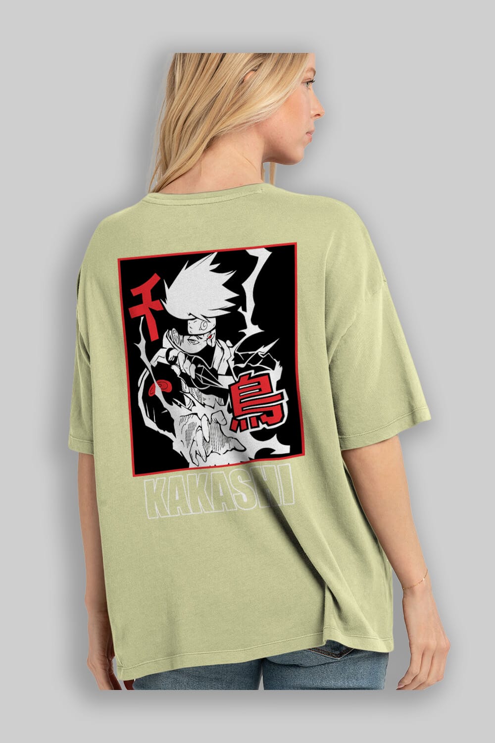 KAKASHI HATAKE NARUTO Anime Arka Baskılı Oversize t-shirt Erkek Kadın Unisex