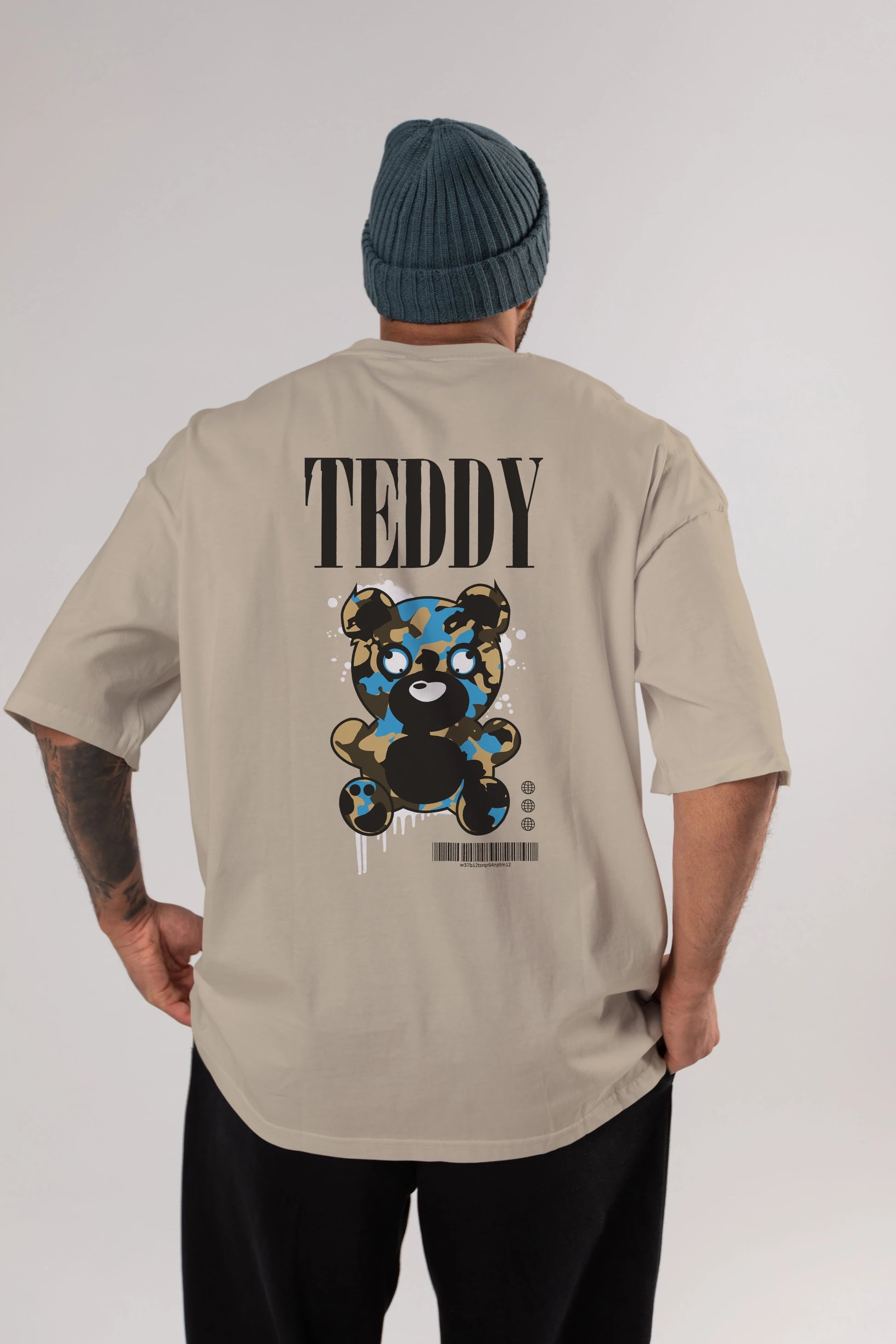 Teddy Bear Streetwear Arka Baskılı Oversize t-shirt Erkek Kadın Unisex
