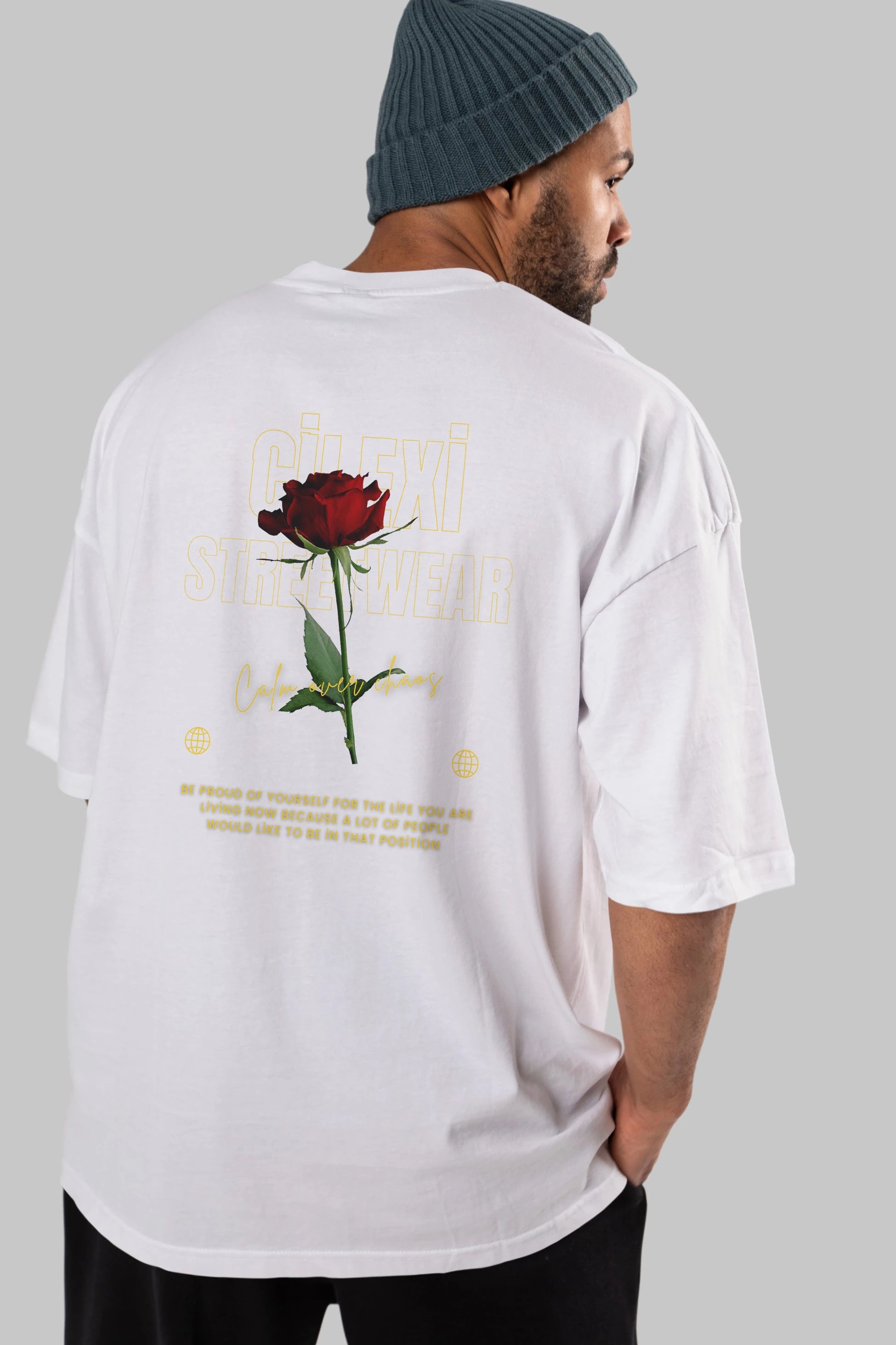 Rose Cilexi Streetwear Arka Baskılı Oversize t-shirt Erkek Kadın Unisex