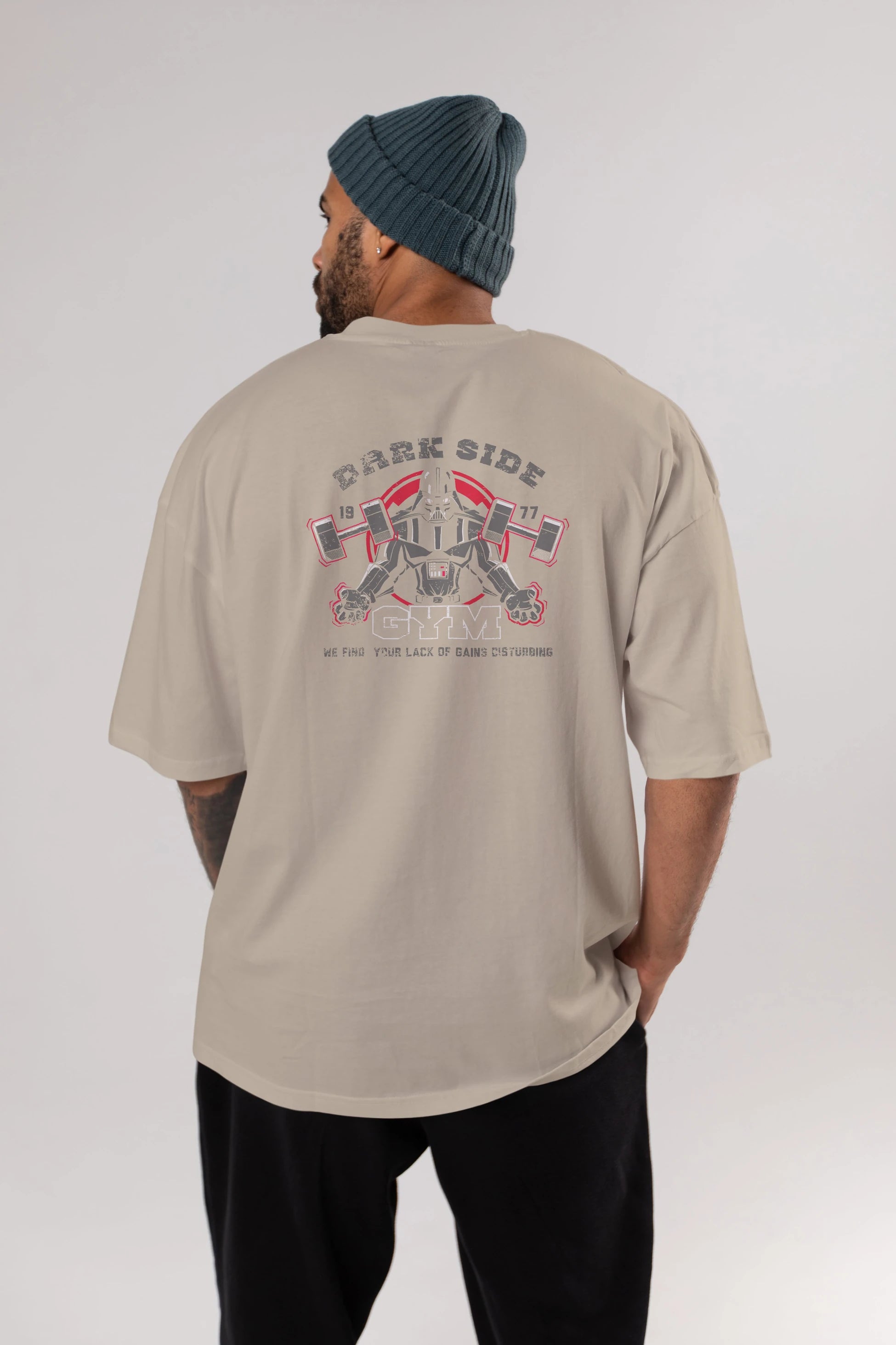 Darth Vader GYM Arka Baskılı Oversize t-shirt Erkek Kadın Unisex %100 Pamuk Bisiklet Yaka tişort