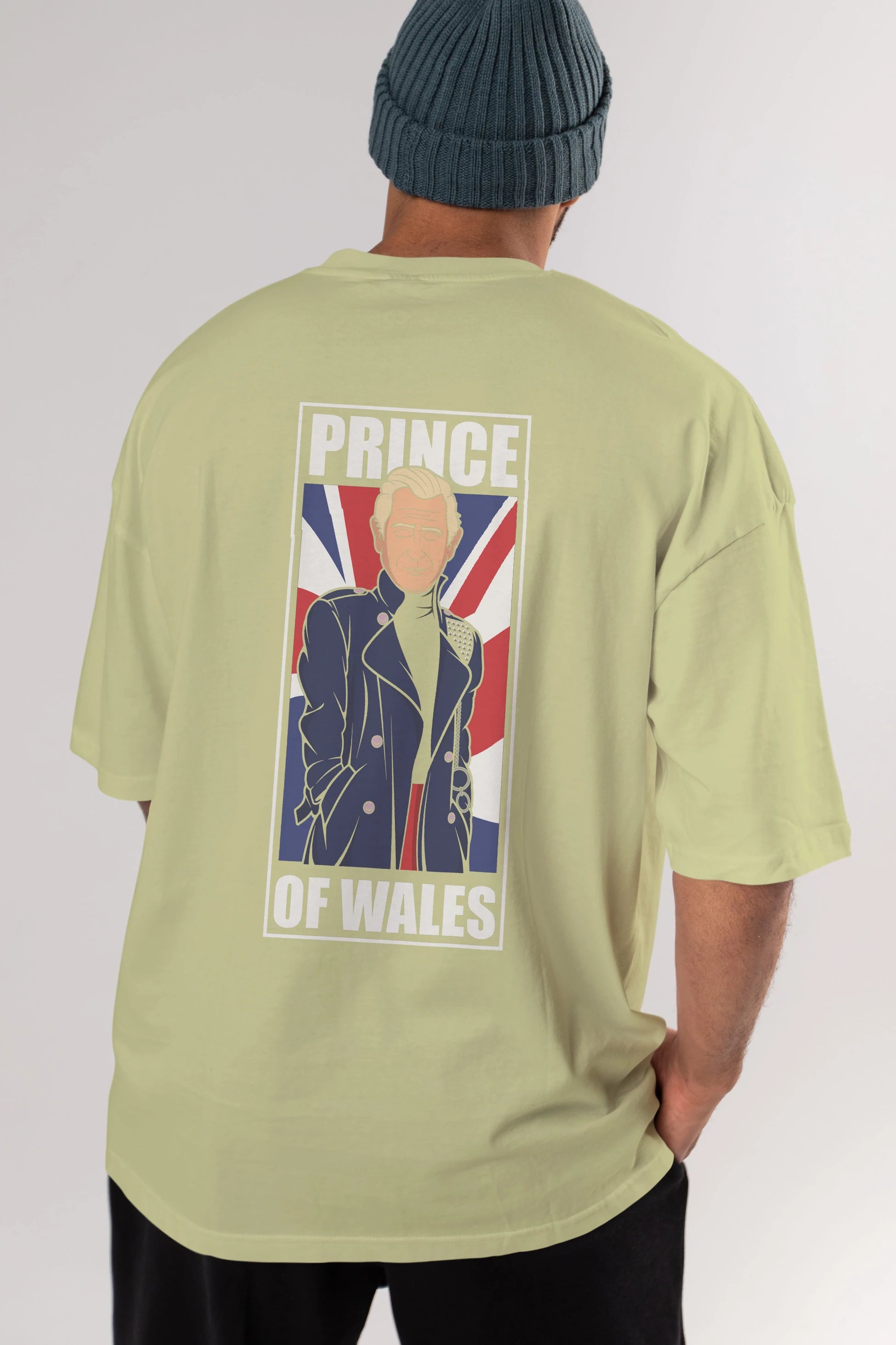 Prince Charles Arka Baskılı Oversize t-shirt Erkek Kadın Unisex %100 Pamuk tişort