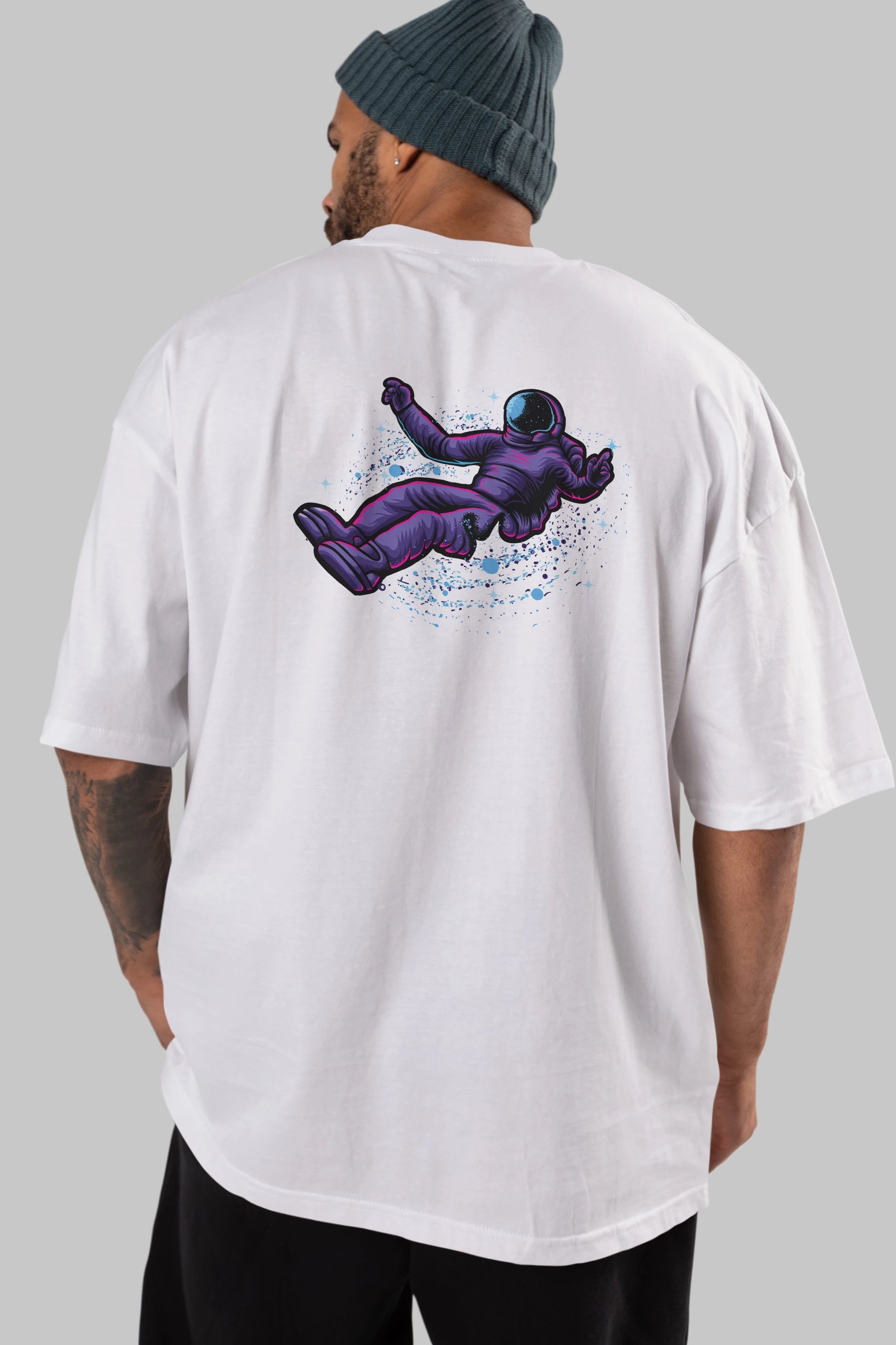 Having fun in outer space Arka Baskılı Oversize t-shirt Erkek Kadın Unisex