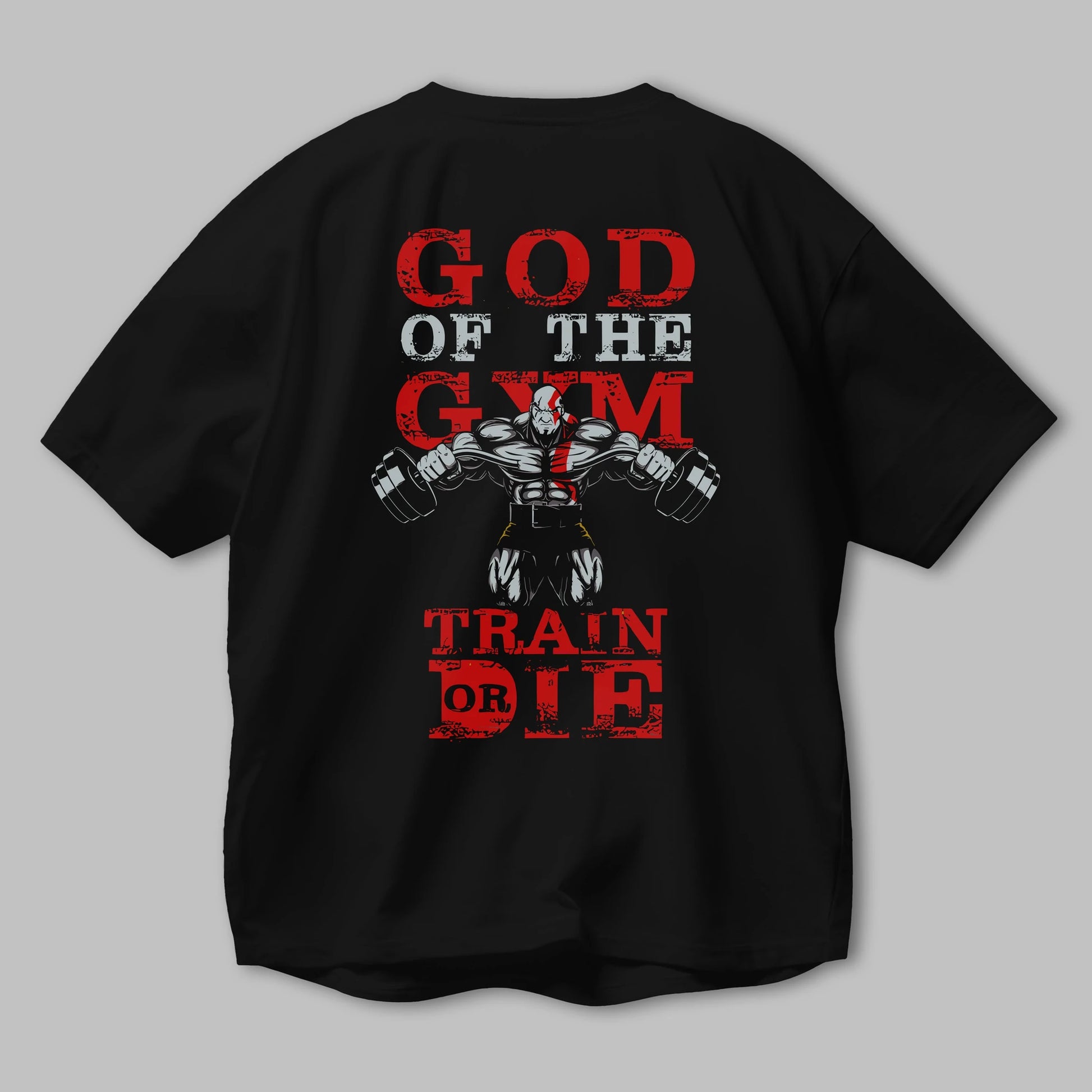 God of The GYM Arka Baskılı Oversize t-shirt Erkek Kadın Unisex %100 Pamuk Bisiklet Yaka tişort