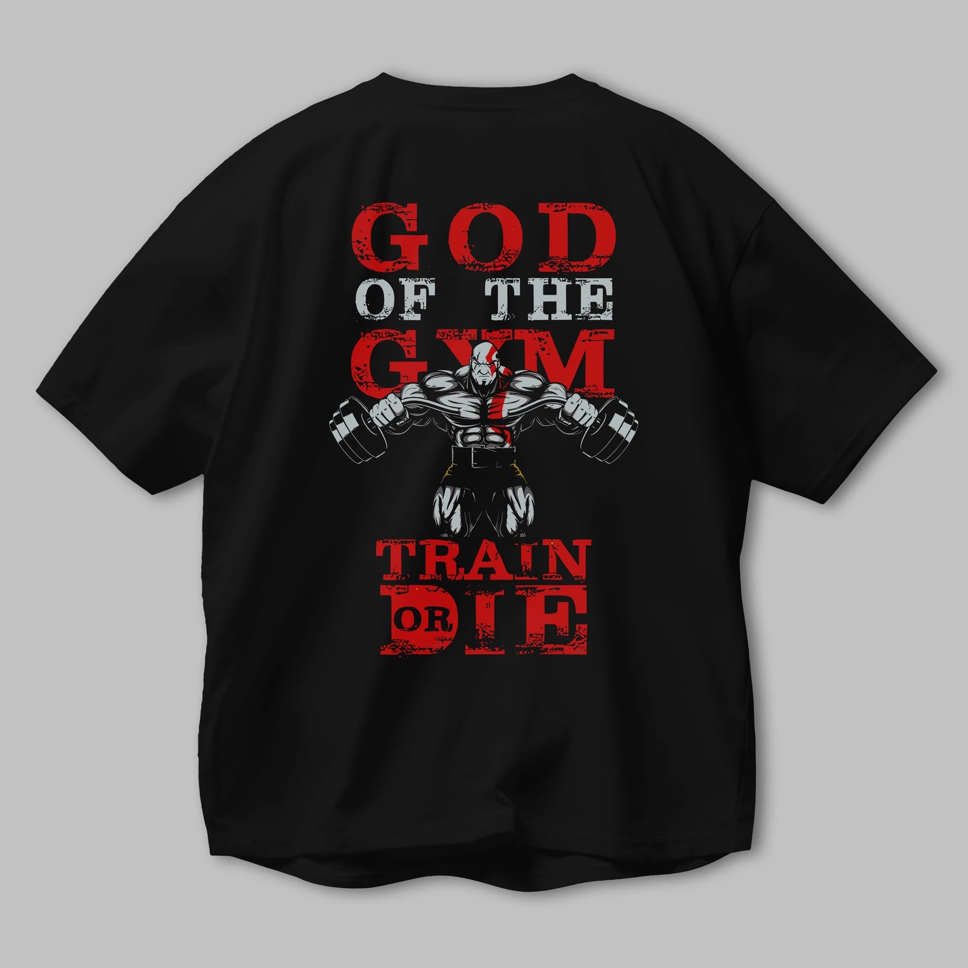 God of The GYM Arka Baskılı Oversize t-shirt Erkek Kadın Unisex %100 Pamuk Bisiklet Yaka tişort