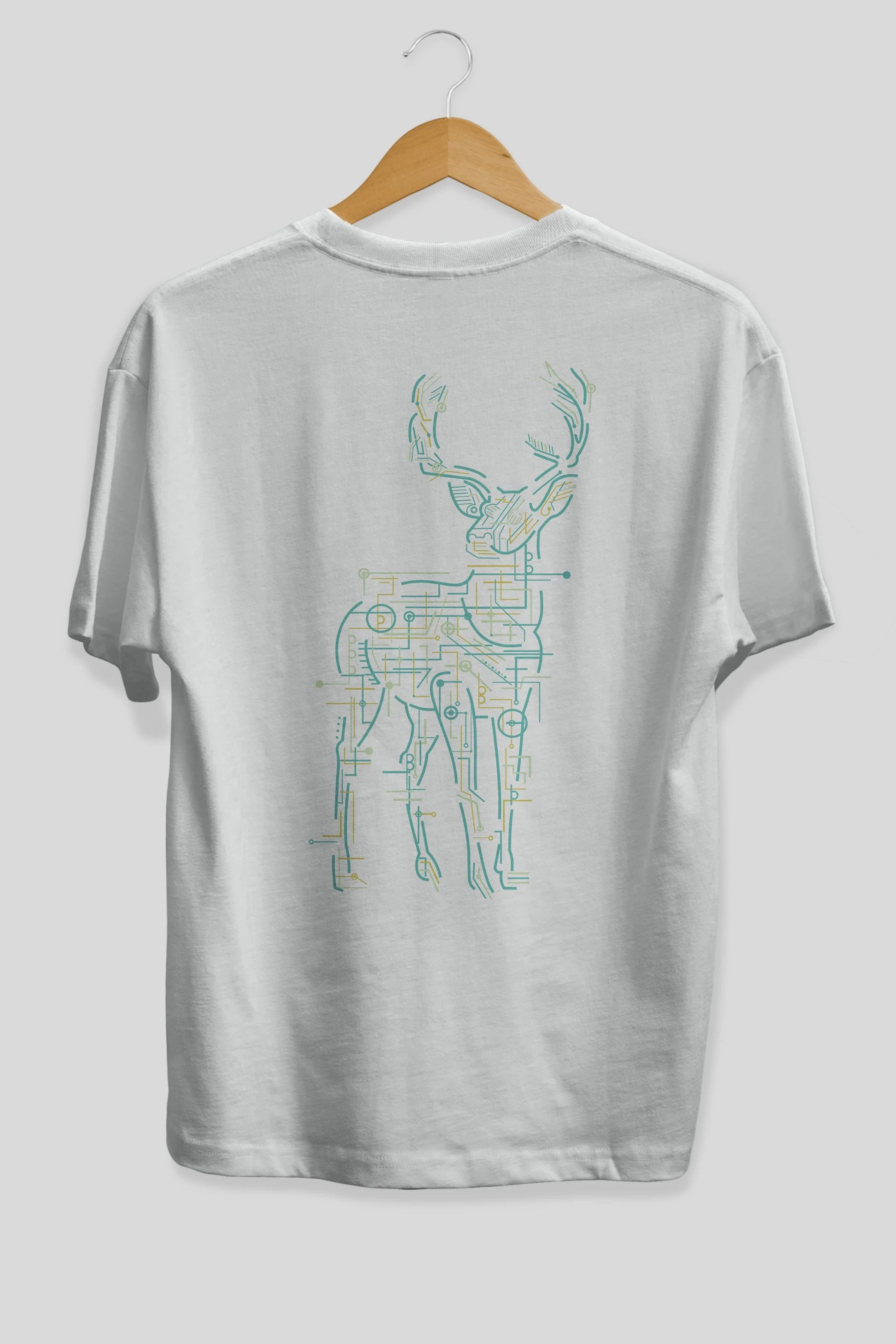 Electric Deer Arka Baskılı Oversize t-shirt %100 pamuk Erkek Kadın Unisex