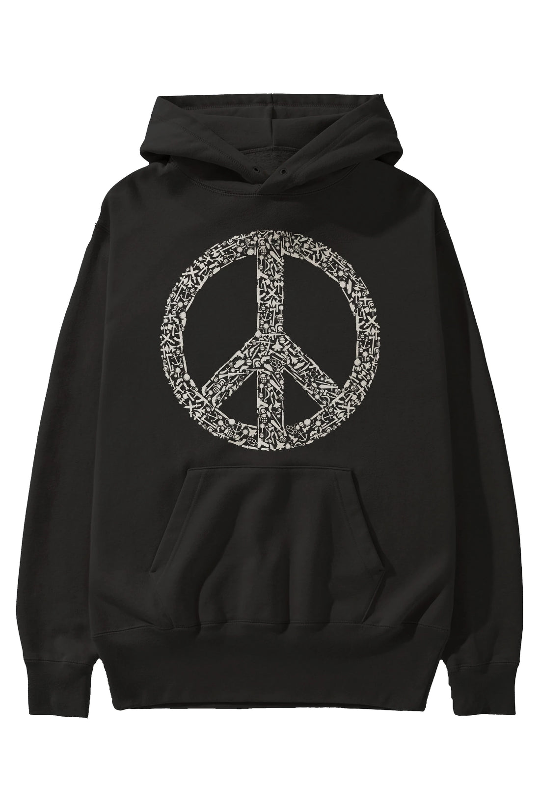 War Peace Ön Baskılı Hoodie Oversize Kapüşonlu Sweatshirt Erkek Kadın Unisex