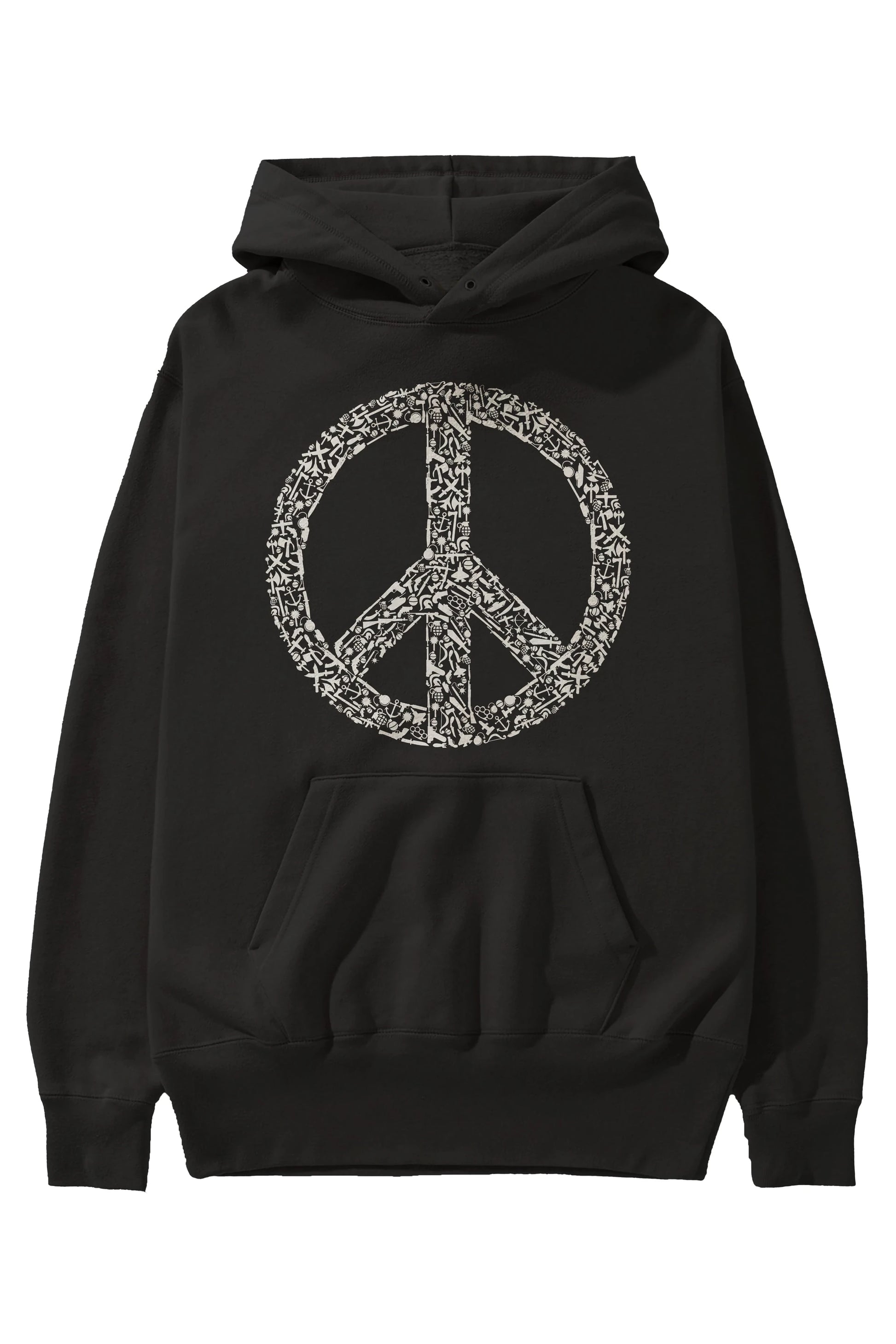 War Peace Ön Baskılı Hoodie Oversize Kapüşonlu Sweatshirt Erkek Kadın Unisex