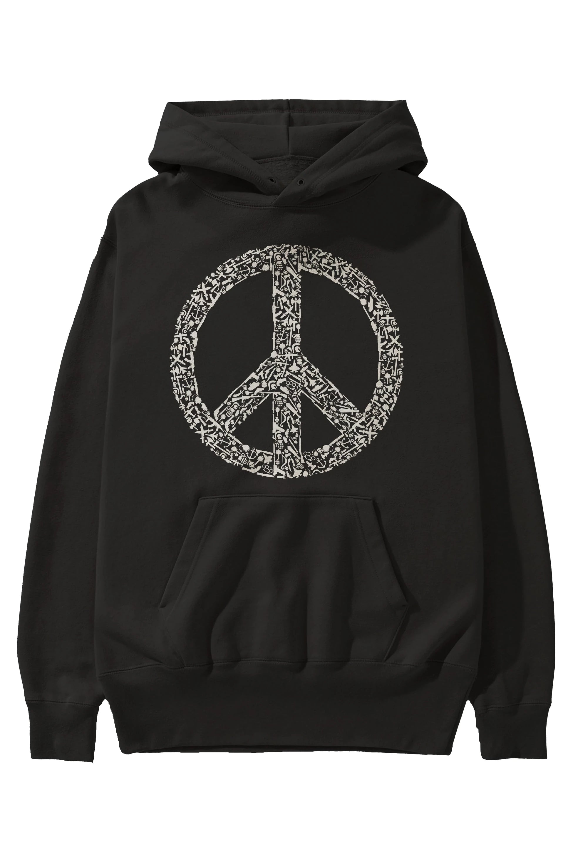 War Peace Ön Baskılı Hoodie Oversize Kapüşonlu Sweatshirt Erkek Kadın Unisex