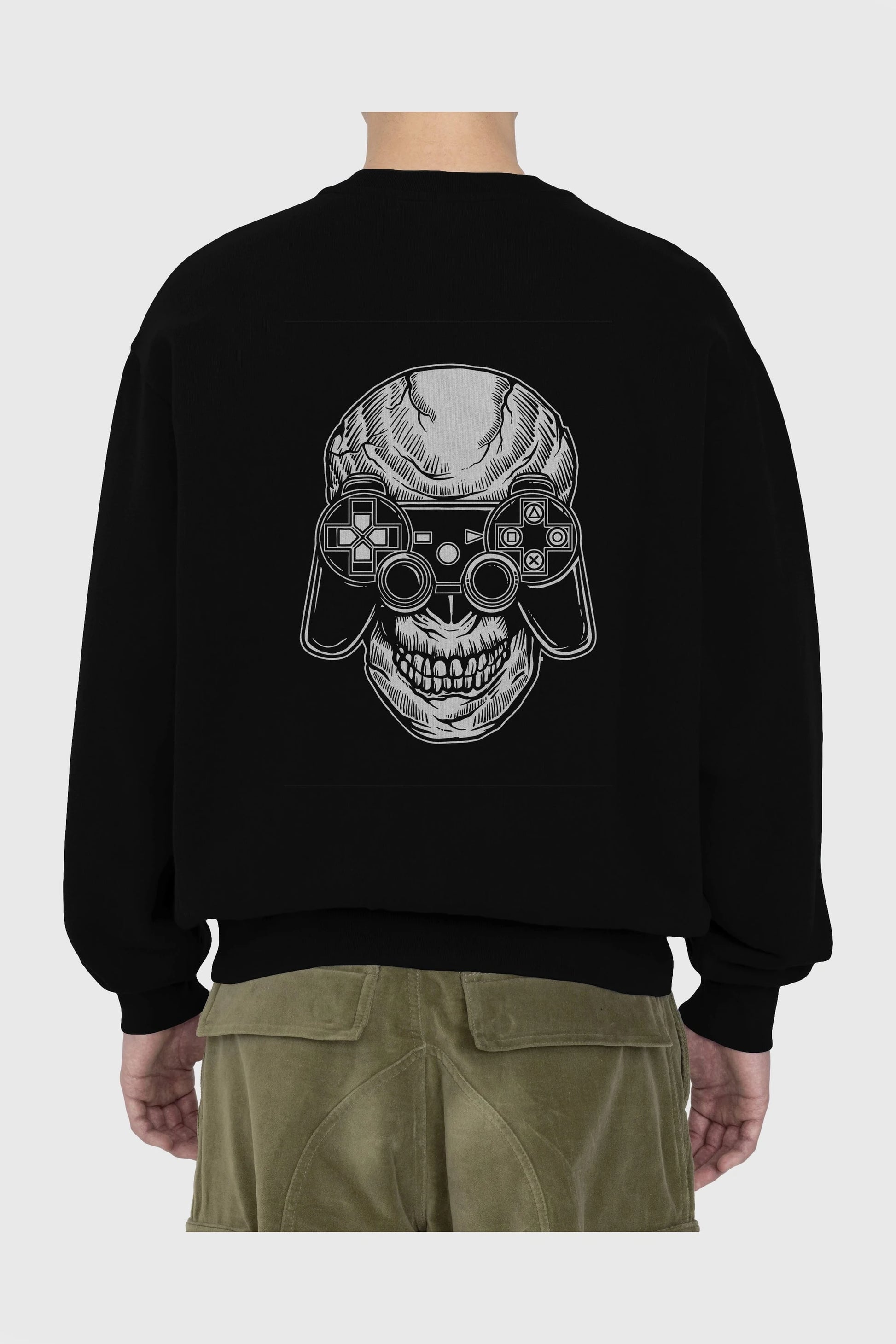 Skull Gamers Arka Baskılı Oversize Sweatshirt Erkek Kadın Unisex