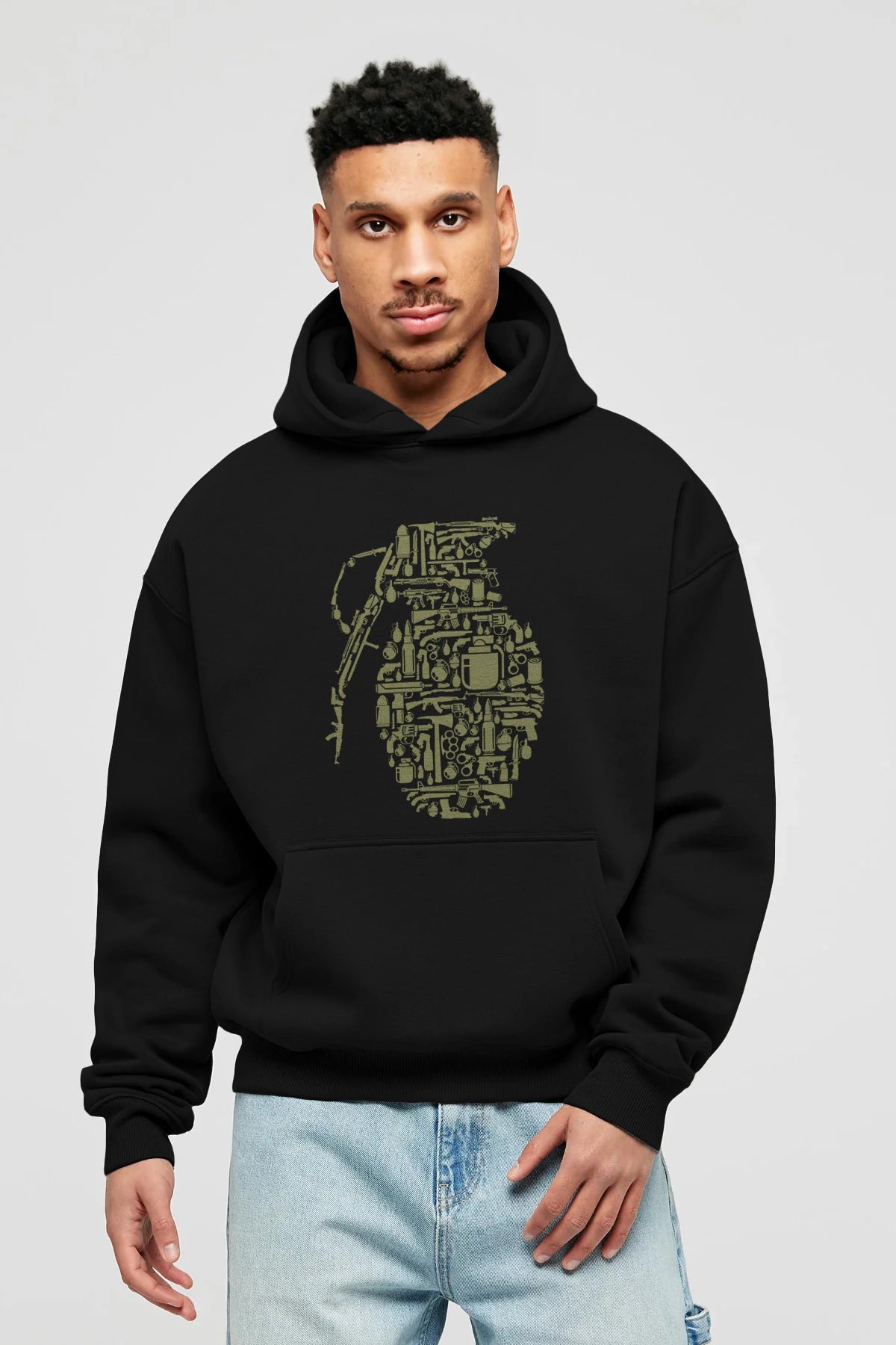 Grenade Ön Baskılı Hoodie Oversize Kapüşonlu Sweatshirt Erkek Kadın Unisex