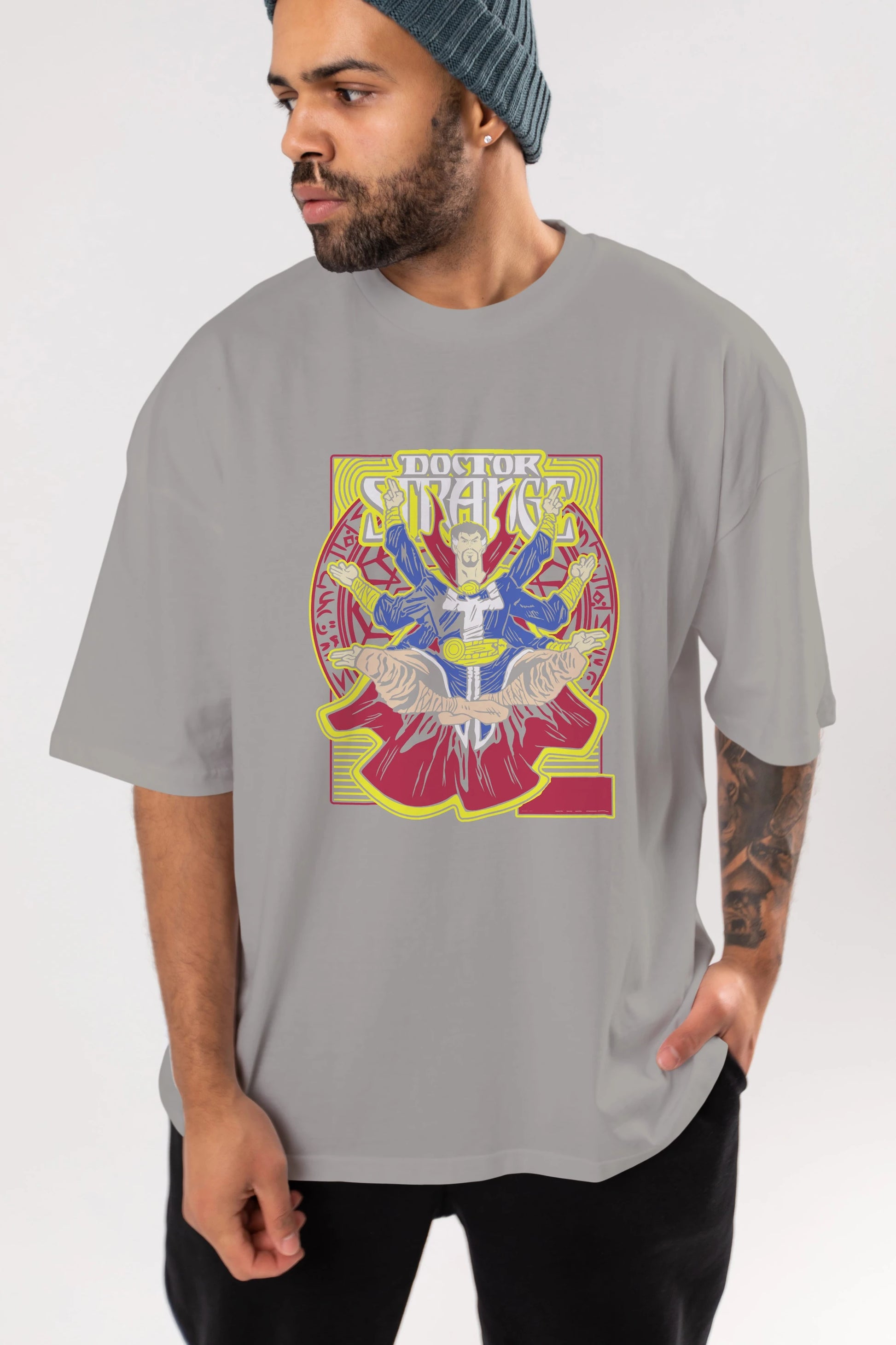 Doctor Strange (1) Ön Baskılı Oversize t-shirt Erkek Kadın Unisex %100 Pamuk Bisiklet Yaka tişort